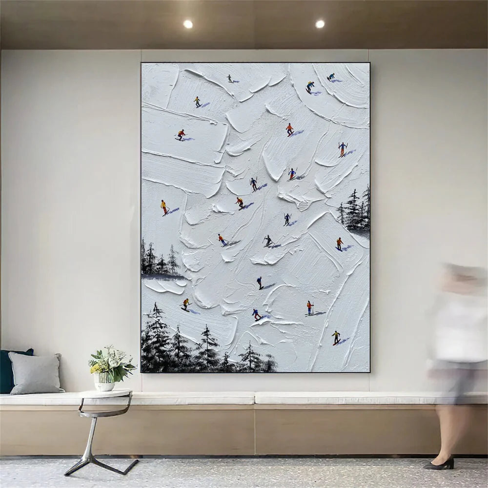 Skiing Sport Textured Wall Art #MS018