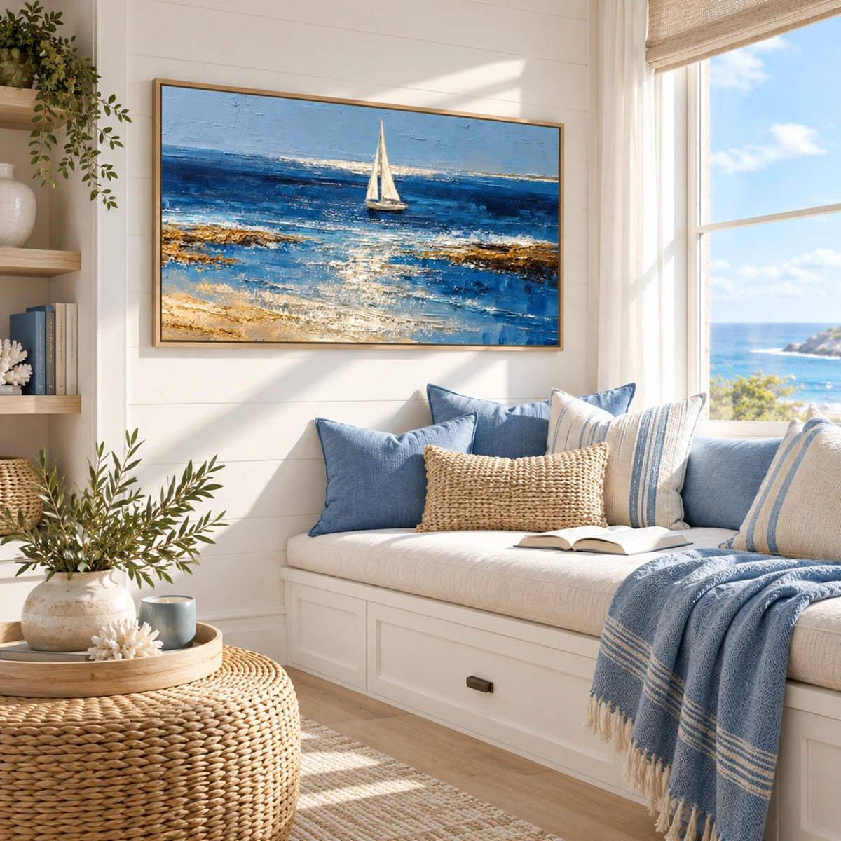 Ocean And Sky Abstract Textured Wall Art #OS215