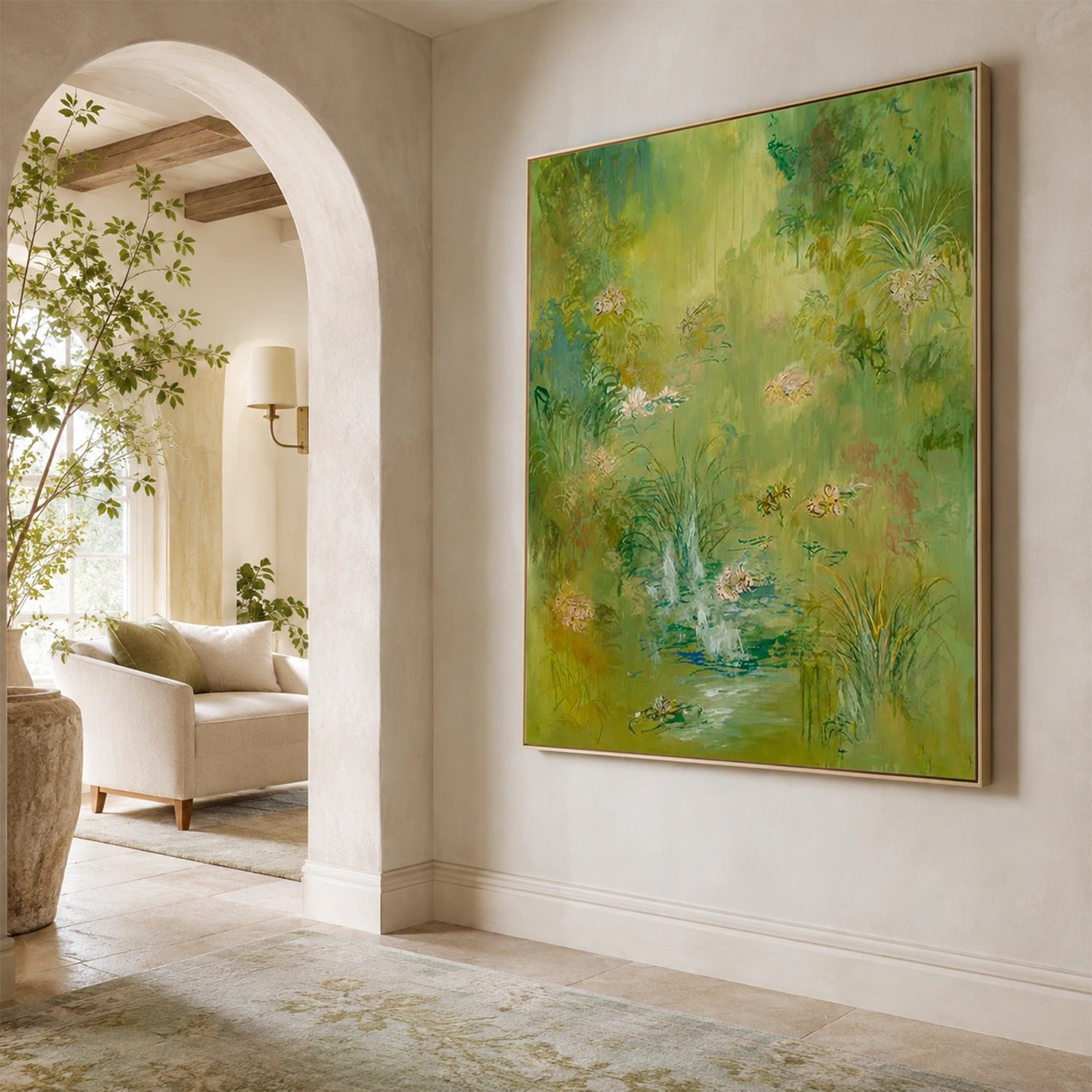 Green Flower Abstract Wall Art #FP208