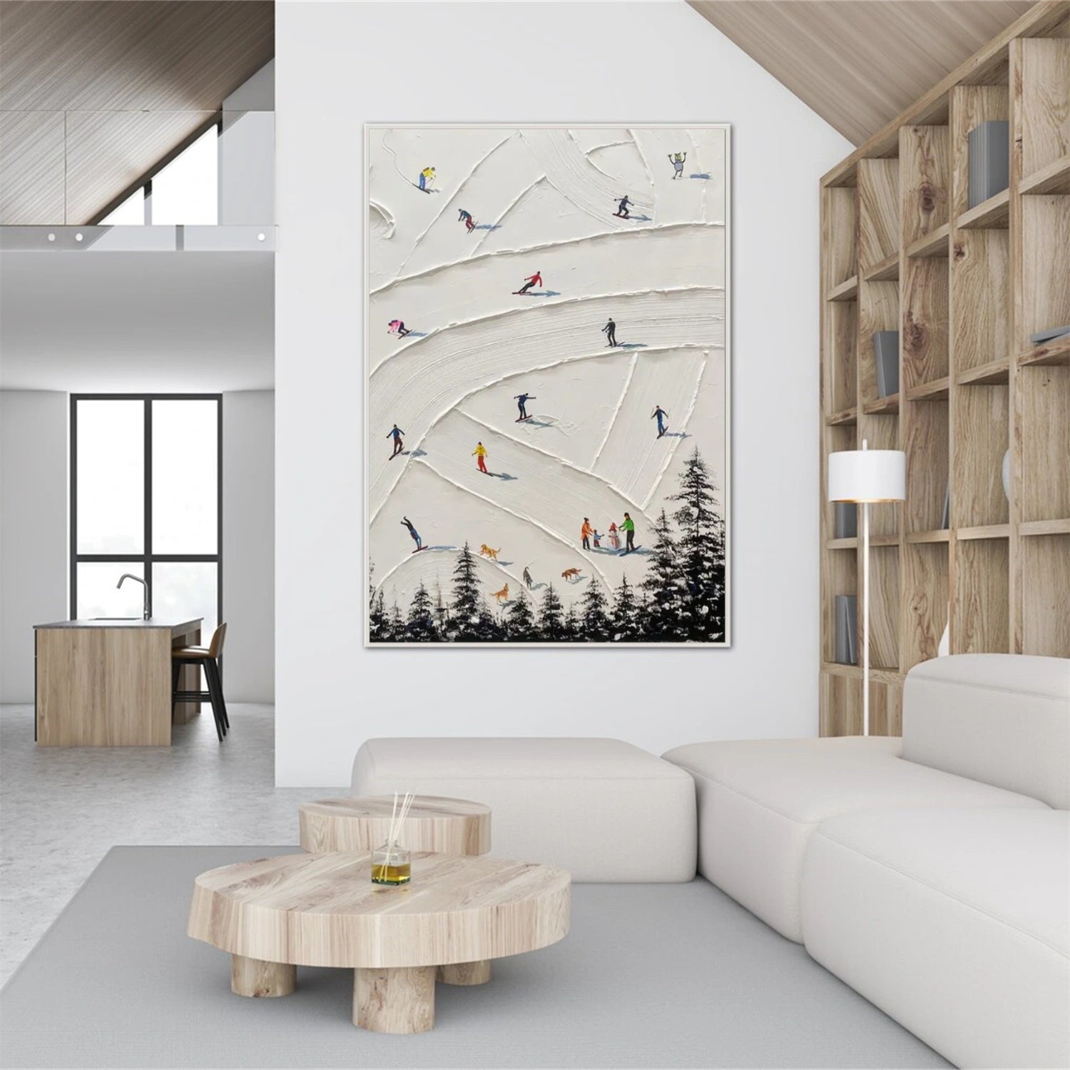 Skiing Sport Textured Wall Art #MS062