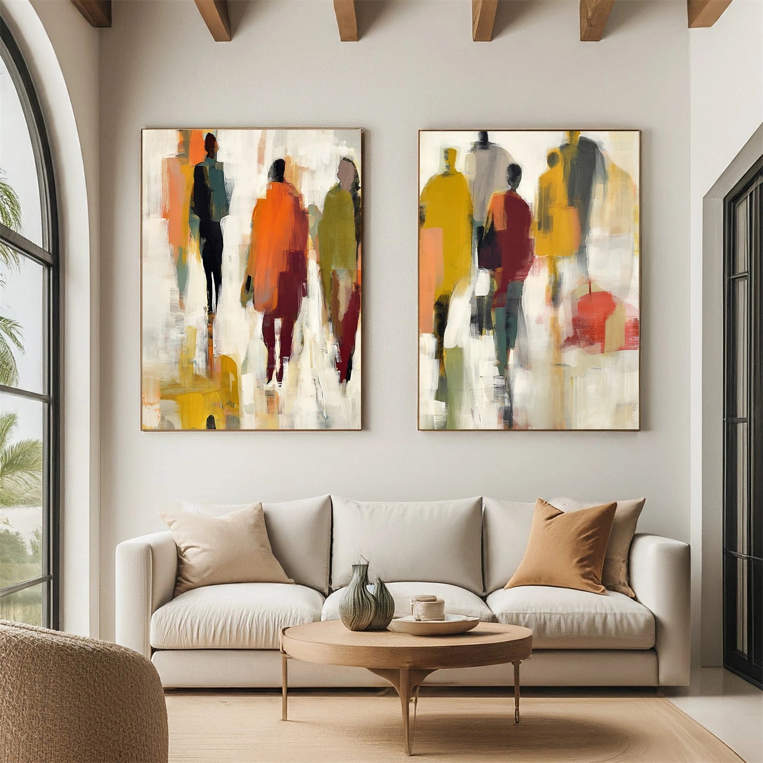 Colorful Abstract People Canvas Art Set of 2 #AE080