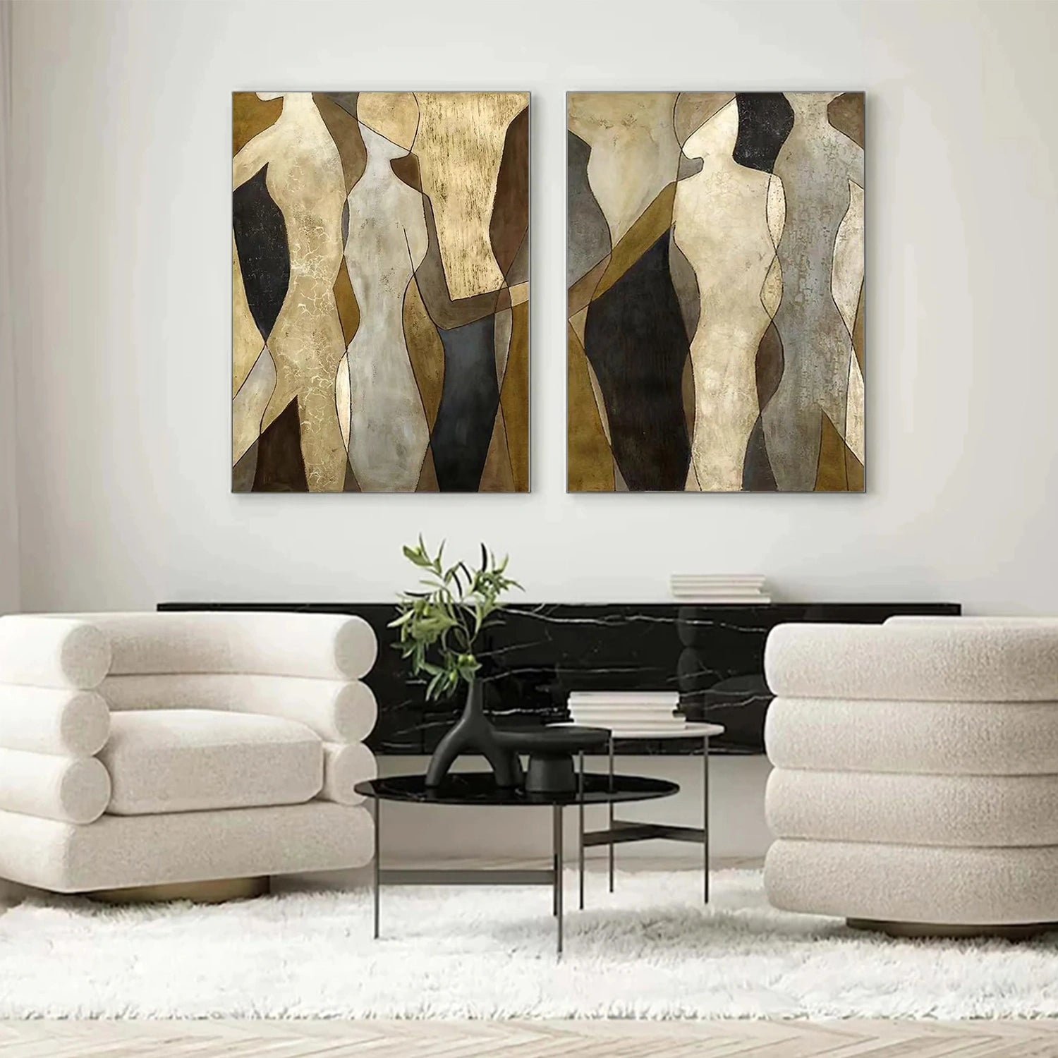 Abstract People Canvas Art Set of 2 #AE029