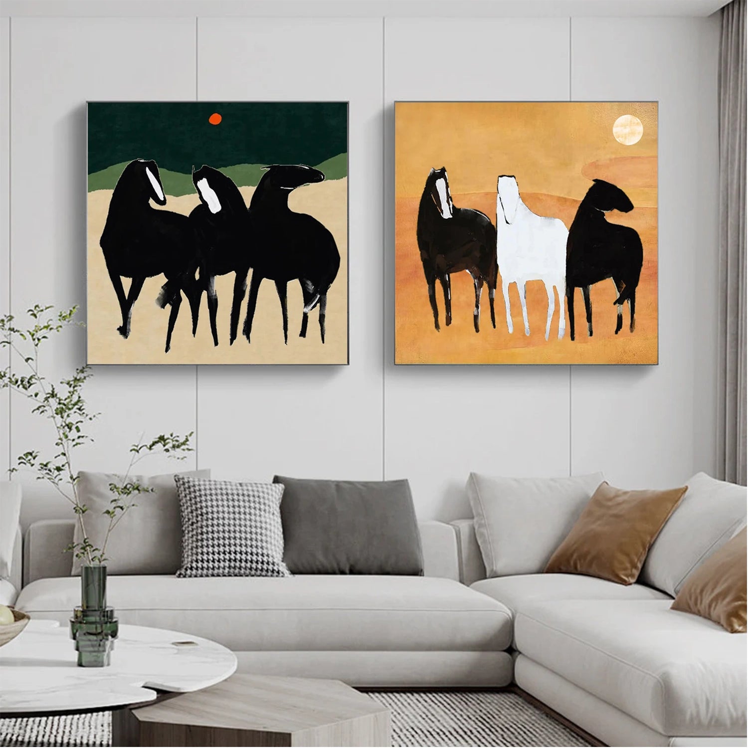 Abstract Animal Horse Wall Art Set of 2 #AC051