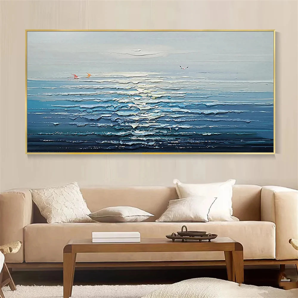 Ocean And Sky Textured Painting Canvas #OS018