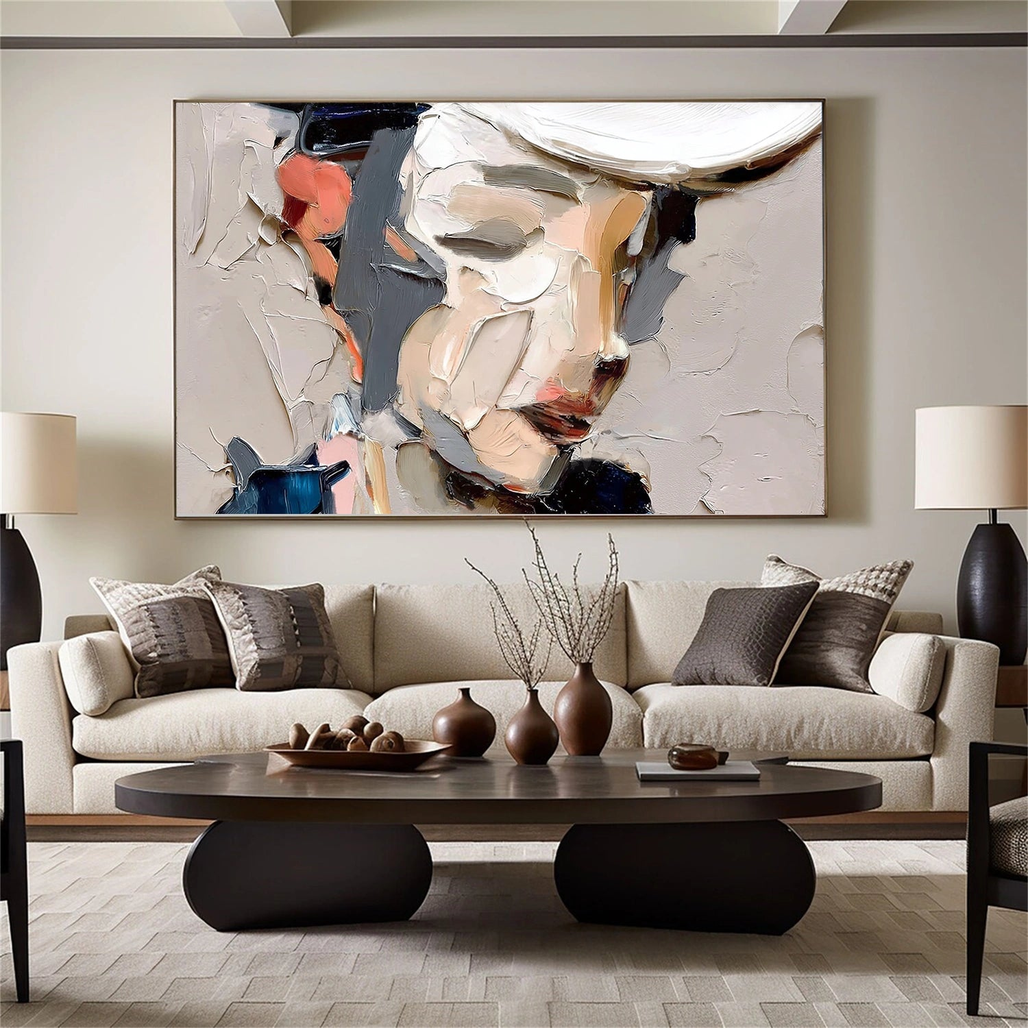 Abstract Portrait Textured Canvas Art #AE126