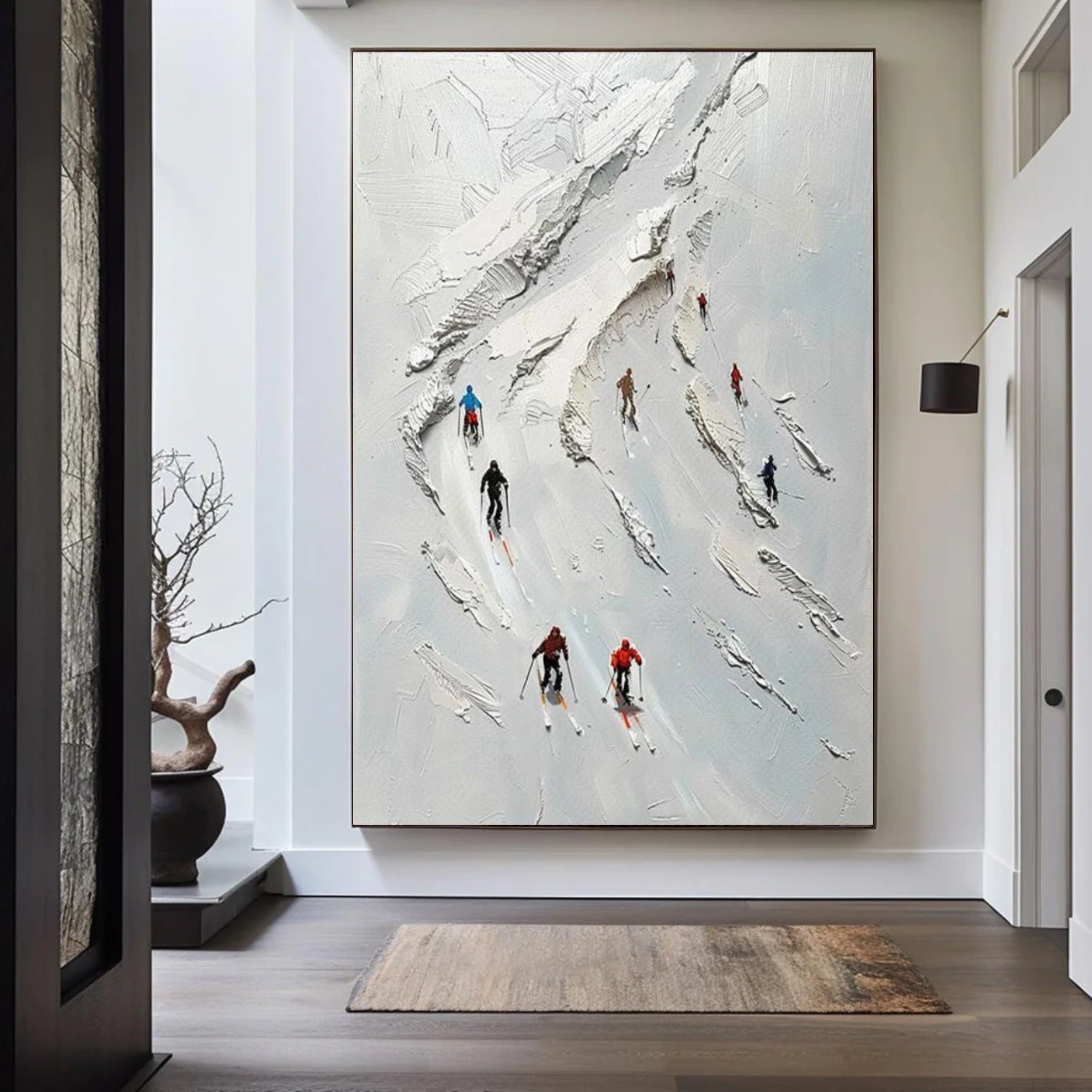 Skiing Sport Textured Wall Art #MS065