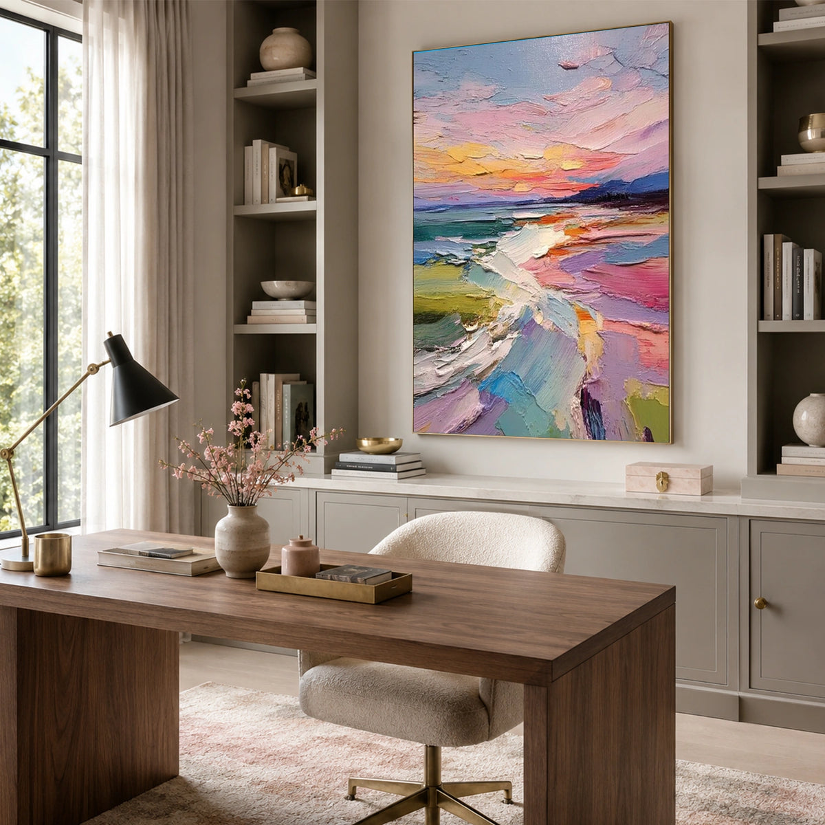 Colorful Ocean And Sky Abstract Textured Wall Art #OS212