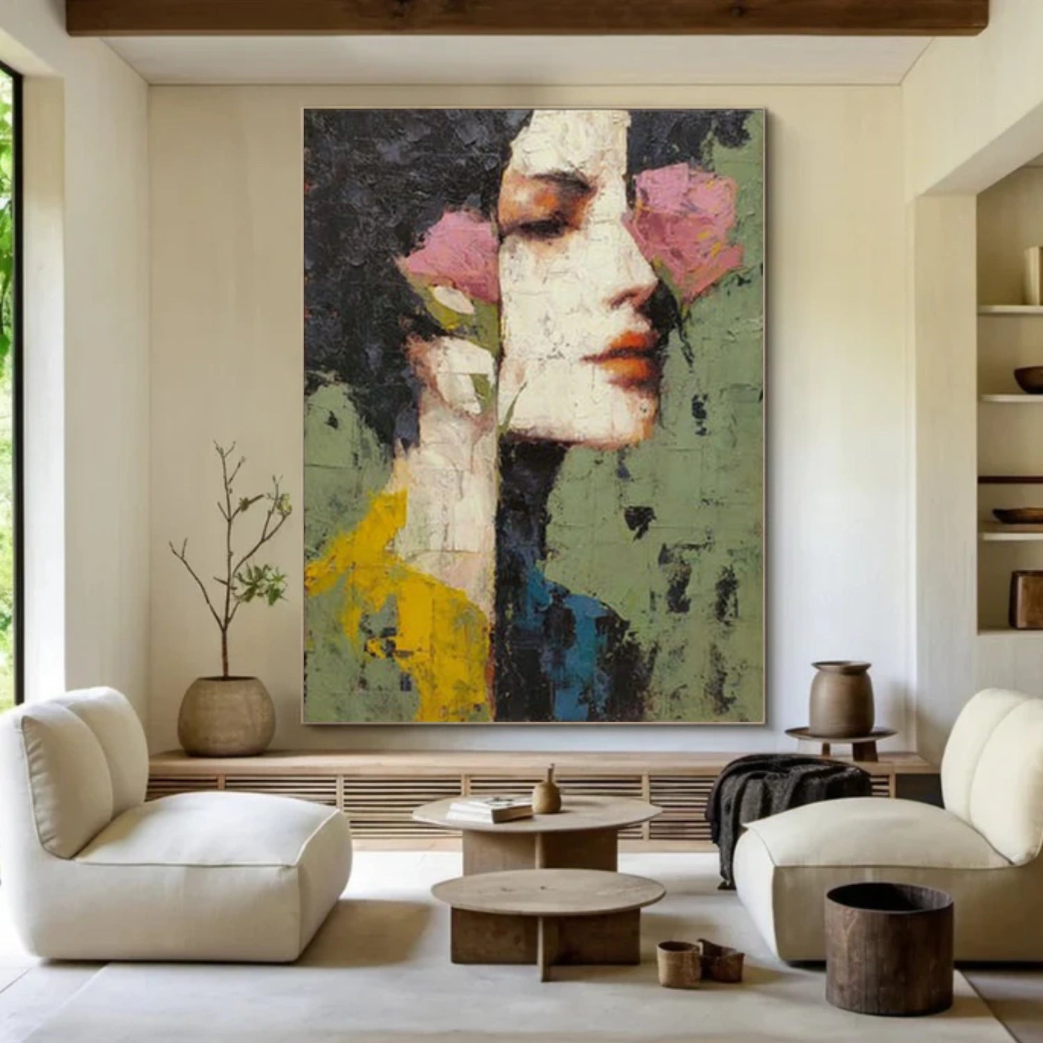 Abstract Portrait Textured Canvas Art #AE094