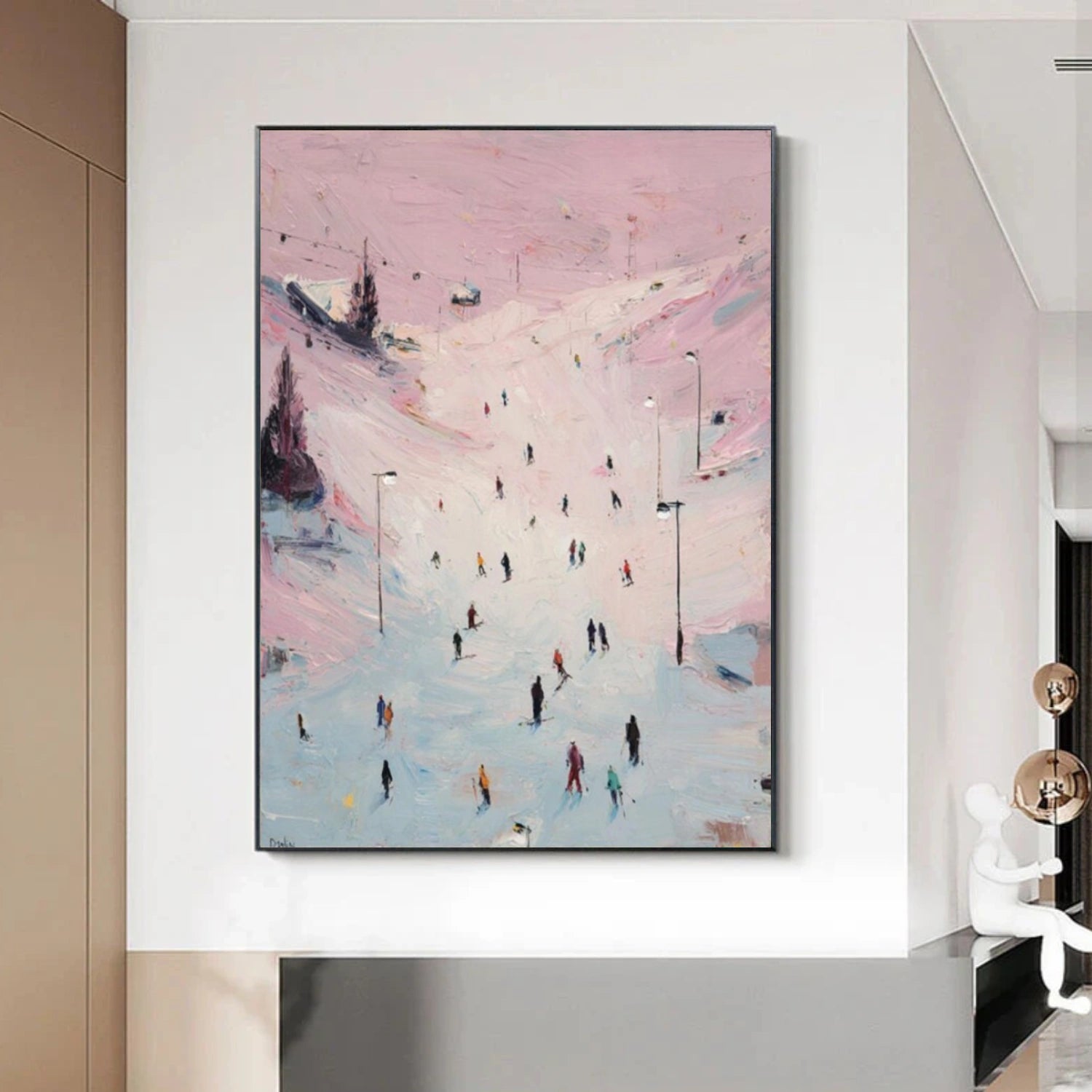 Skiing Sport Textured Wall Art #MS043