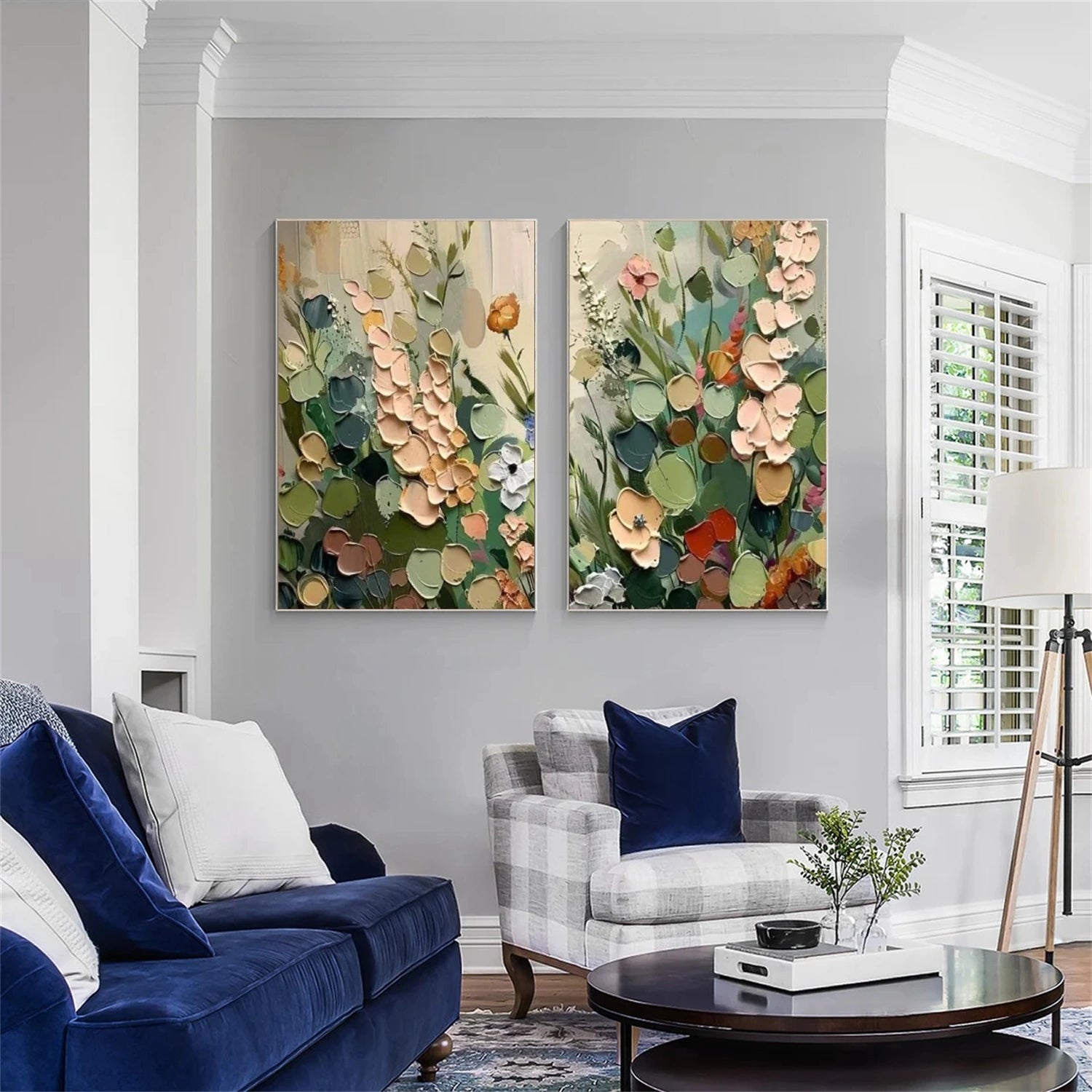 Flower Abstract Textured Wall Art Set of 2 #FP129