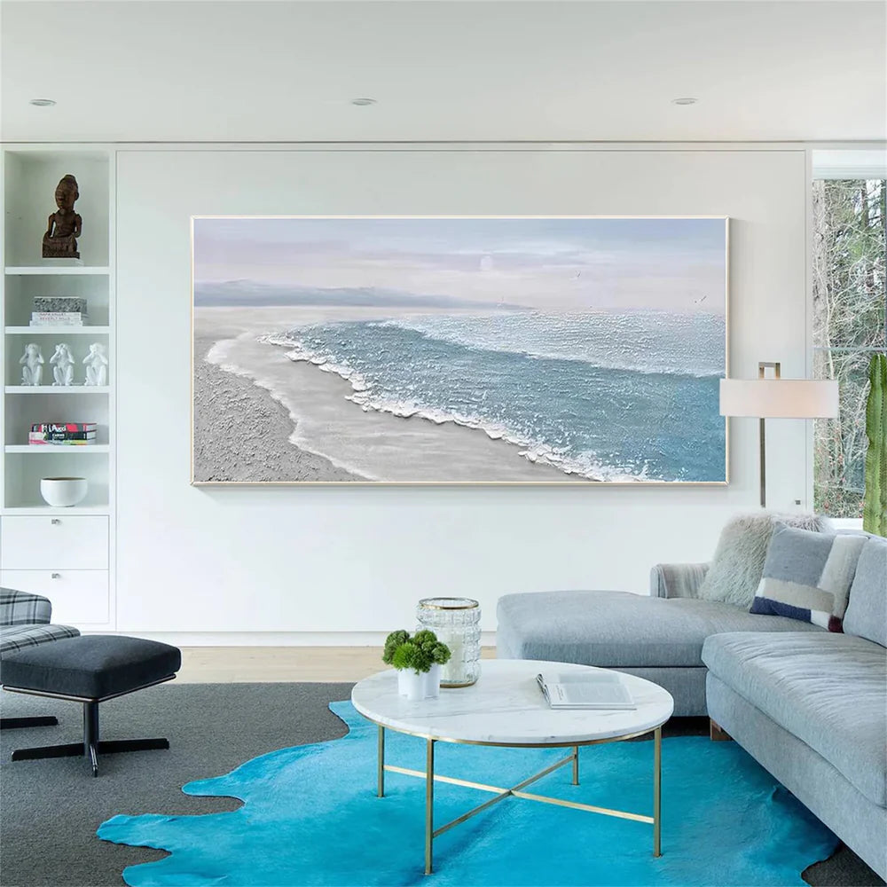 Colorful Ocean And Sky Textured Painting Canvas #OS016