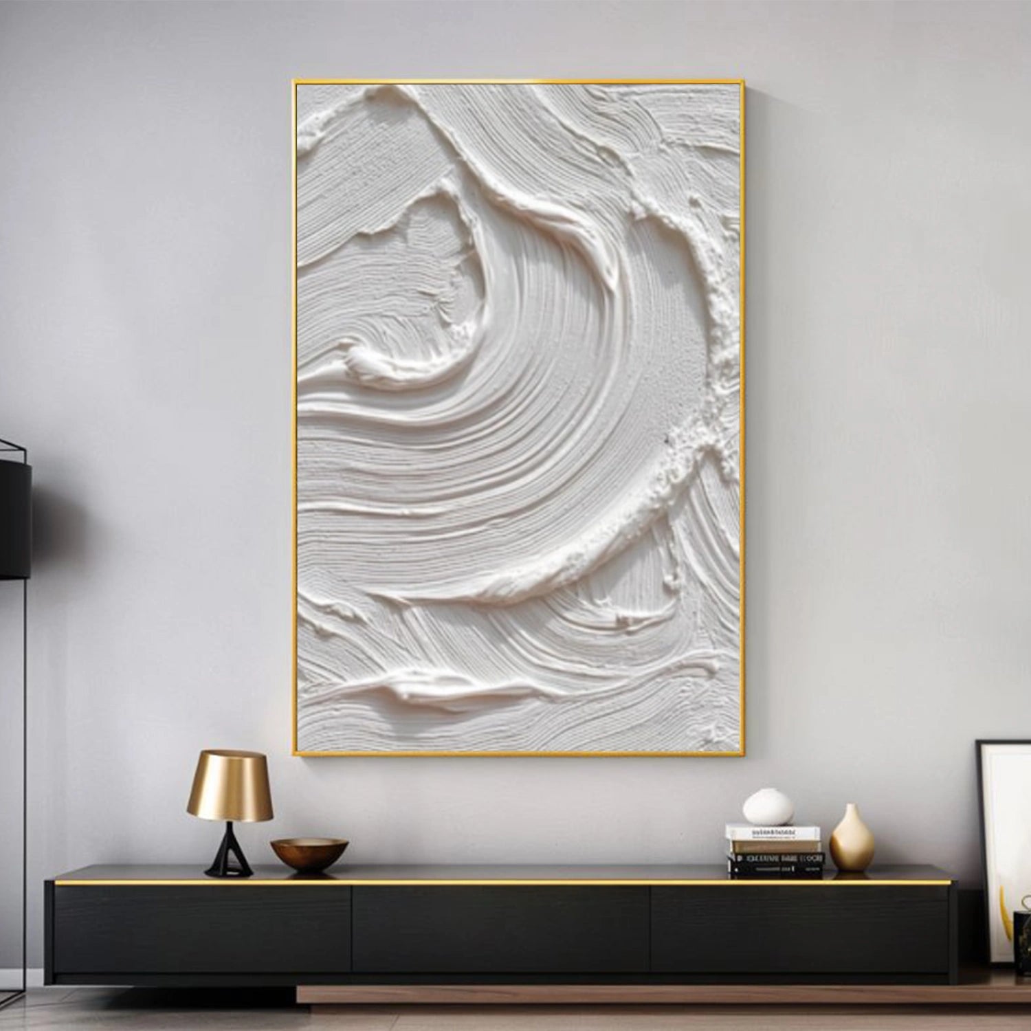 White Minimalist Textured Canvas Art #MT201