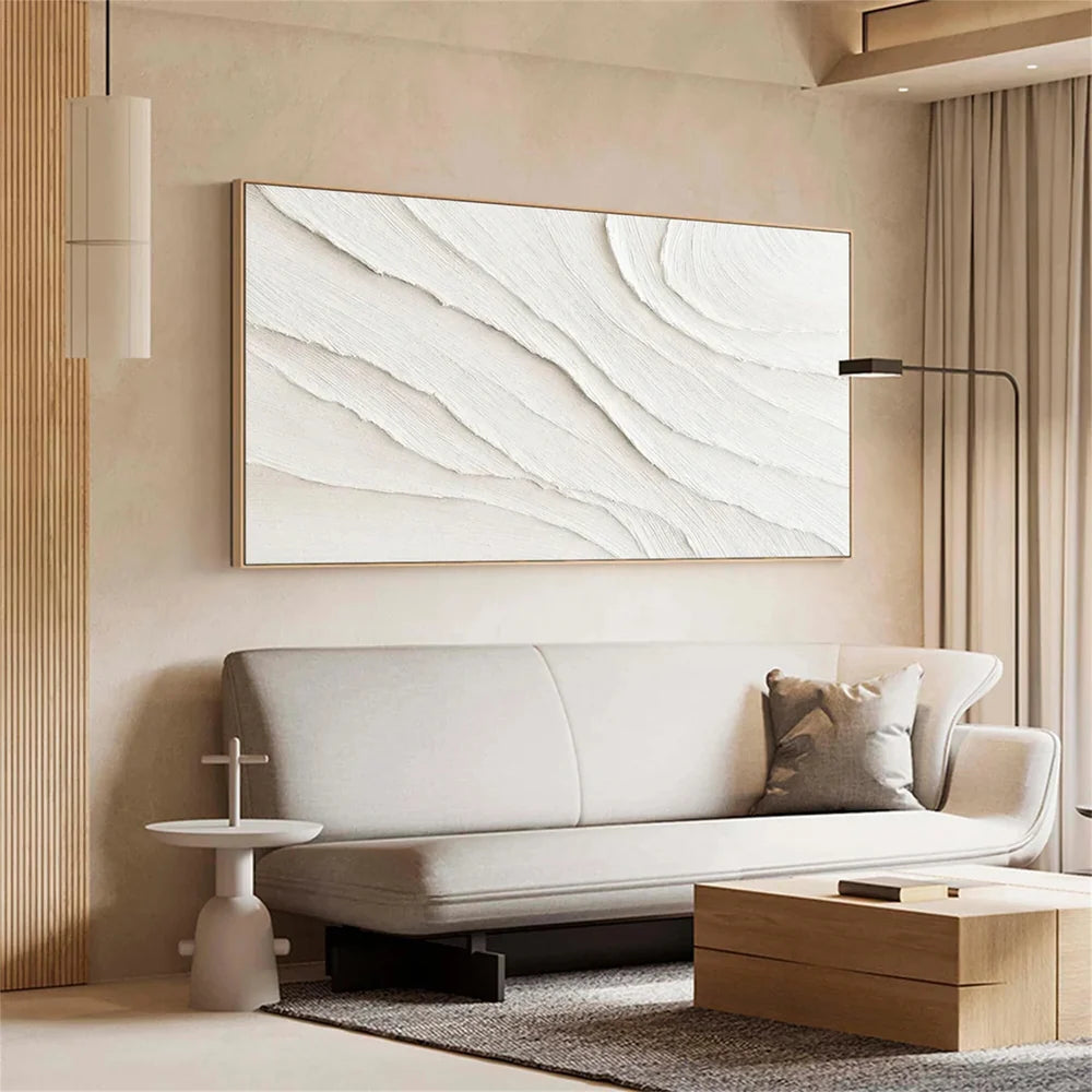 White Minimalist Textured Canvas #MT073