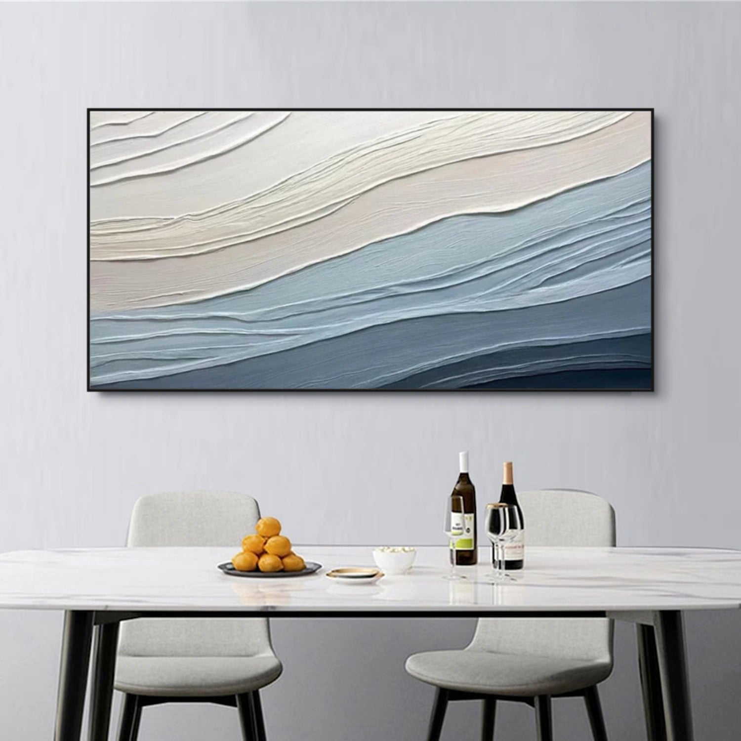 Blue Minimalist Textured Canvas Art #MT138