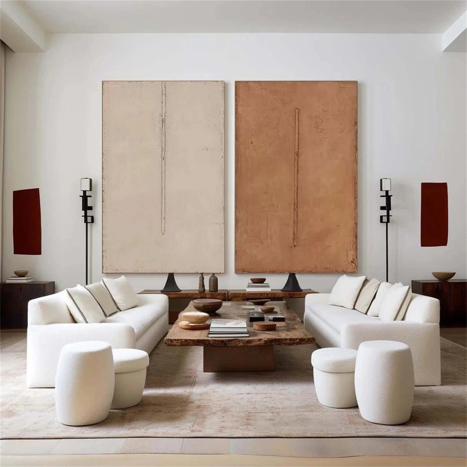 Brown and Beige Wabi Sabi Canvas Art Set of 2 #WS054