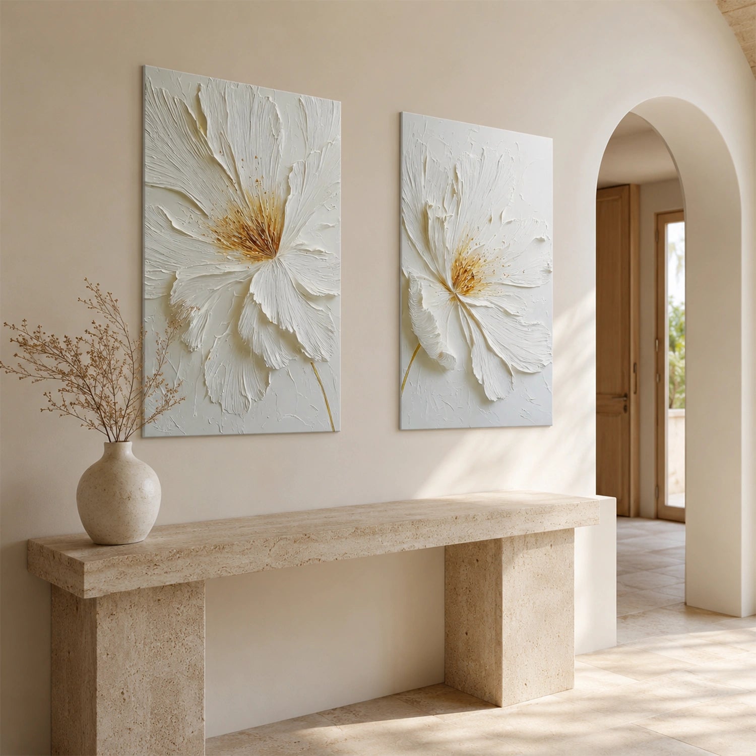Flower Abstract Textured Wall Art Set of 2 #FP198