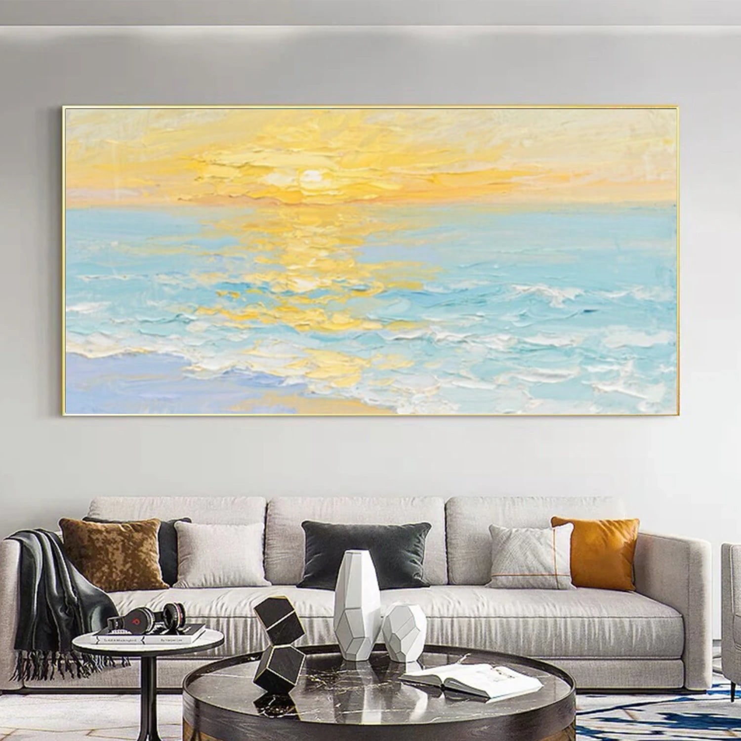 Ocean And Sky Abstract Textured Wall Art #OS129