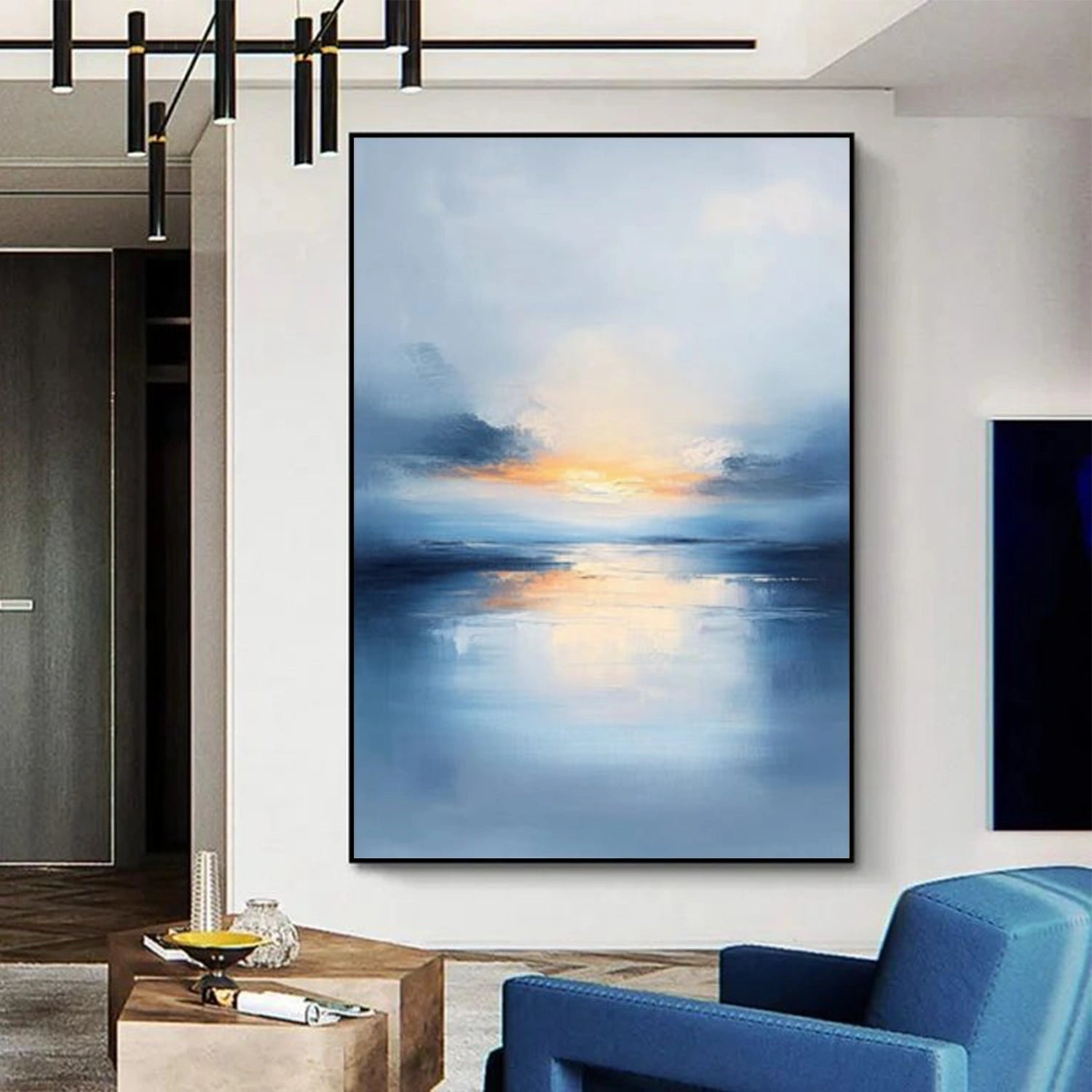 Ocean And Sky Abstract Textured Wall Art #OS143