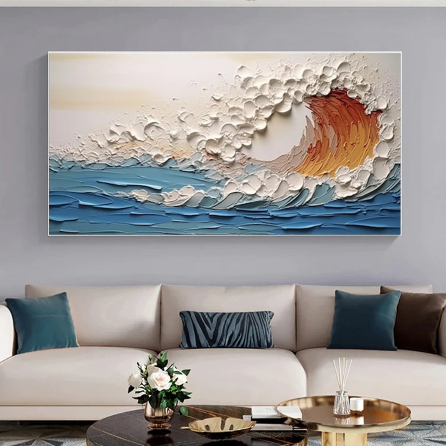 Ocean And Sky Abstract Textured Wall Art #OS114