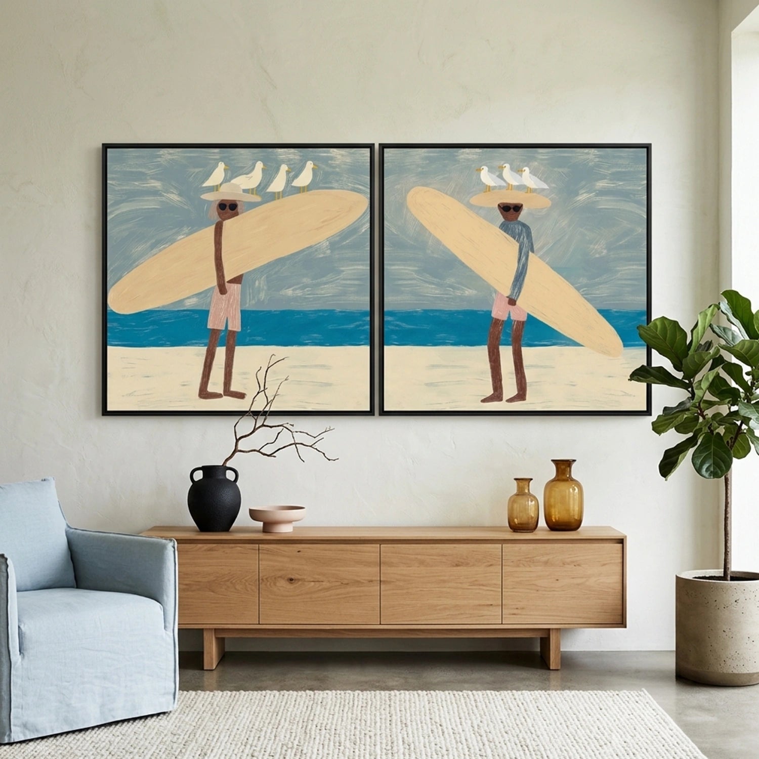 Abstract Portrait Canvas Art Set of 2 #AE141