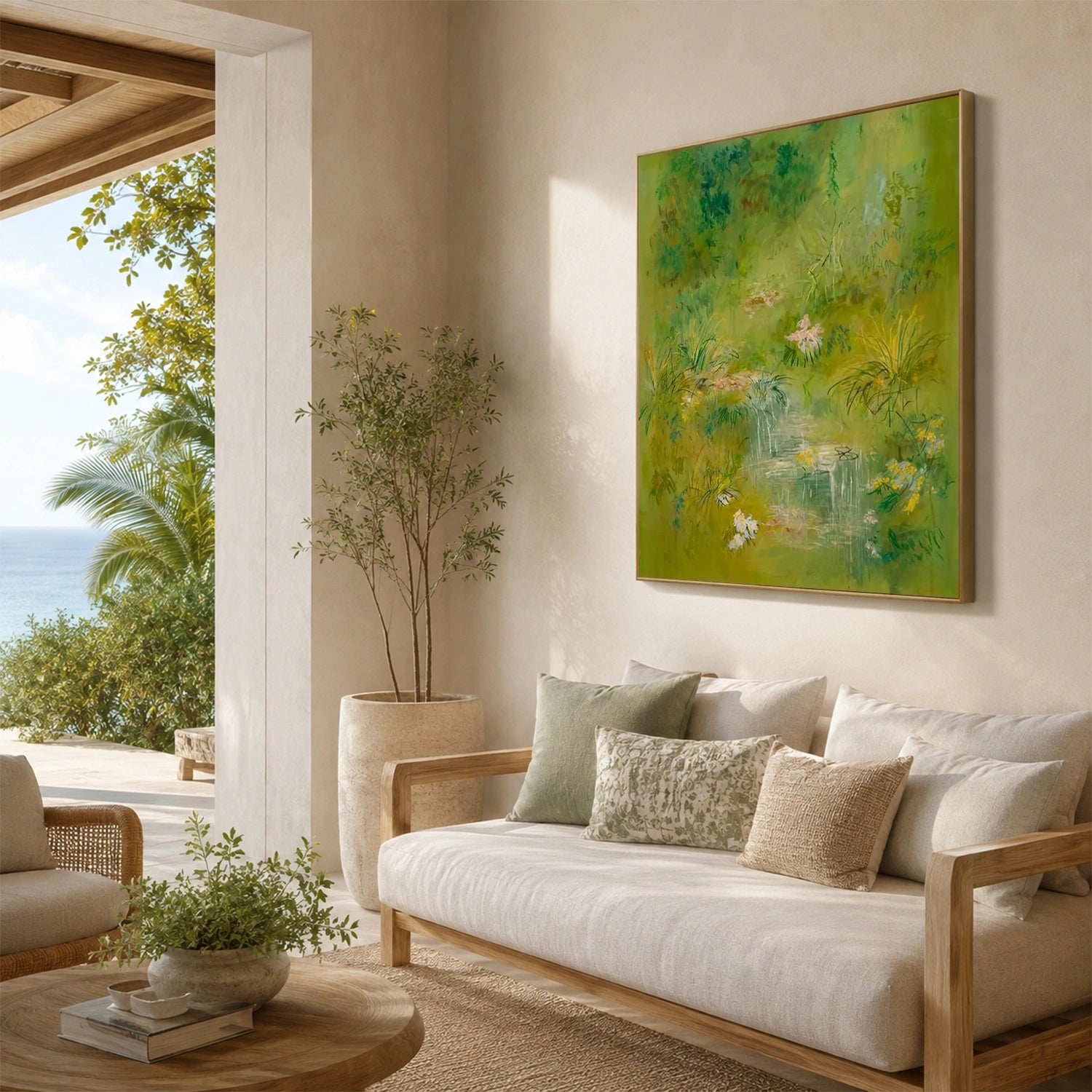 Green Flower Abstract Wall Art #FP207