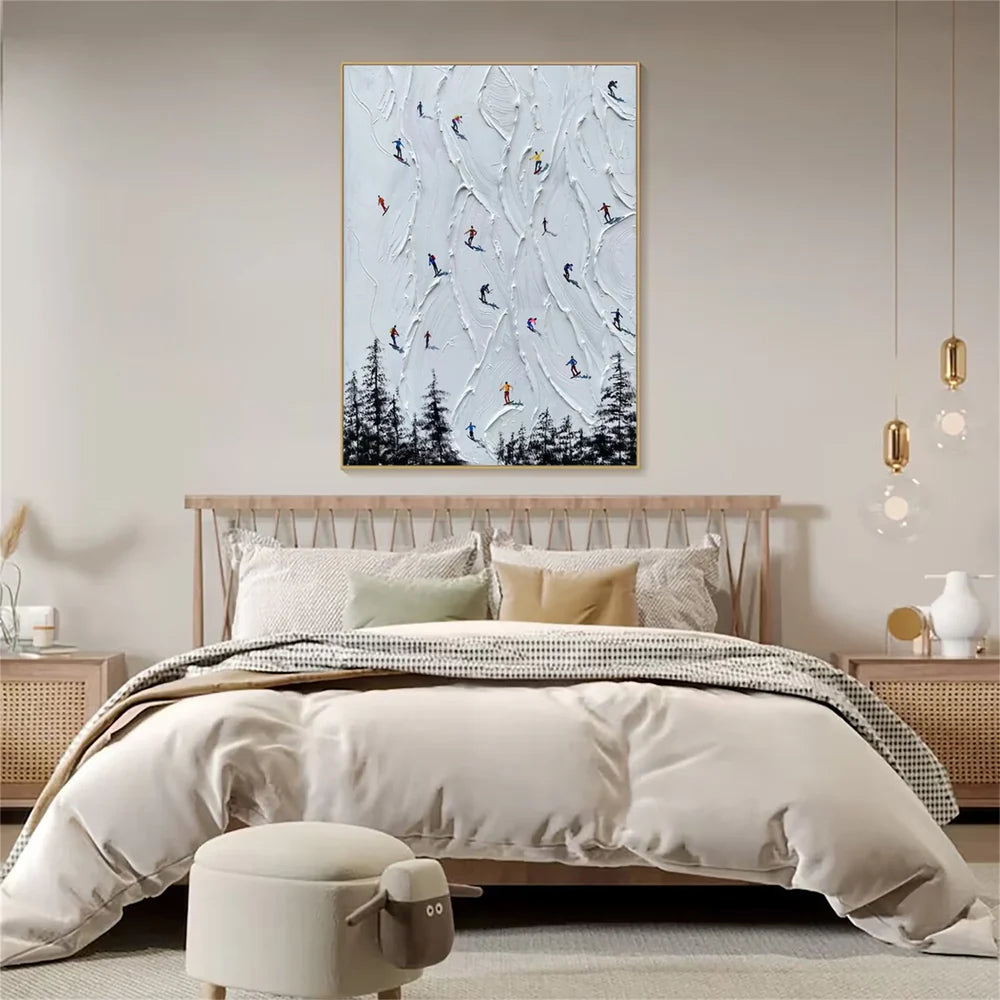 Skiing Sport Textured Wall Art #MS019