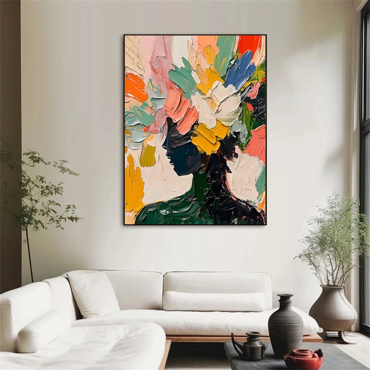 Abstract Portrait Textured Canvas Art #AE044
