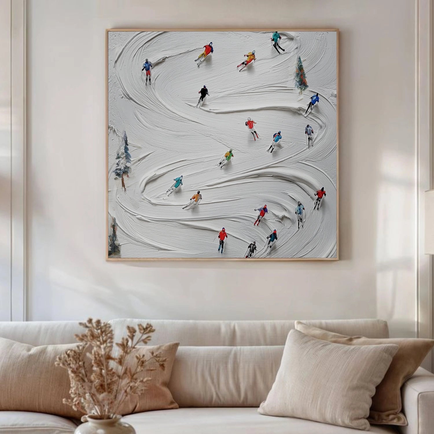 Skiing Sport Textured Wall Art #MS083