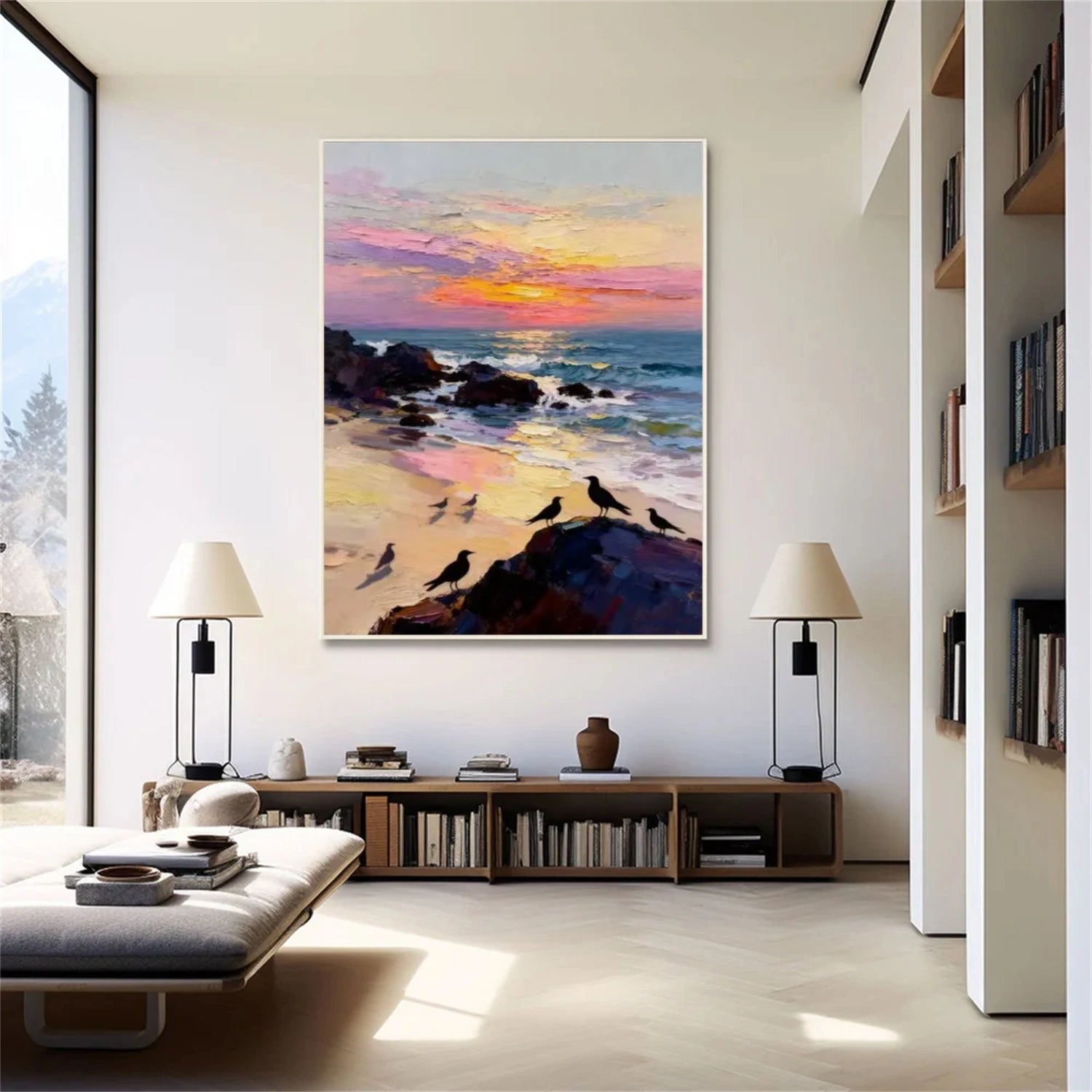 Colorful Ocean And Sky Abstract Textured Wall Art #OS101