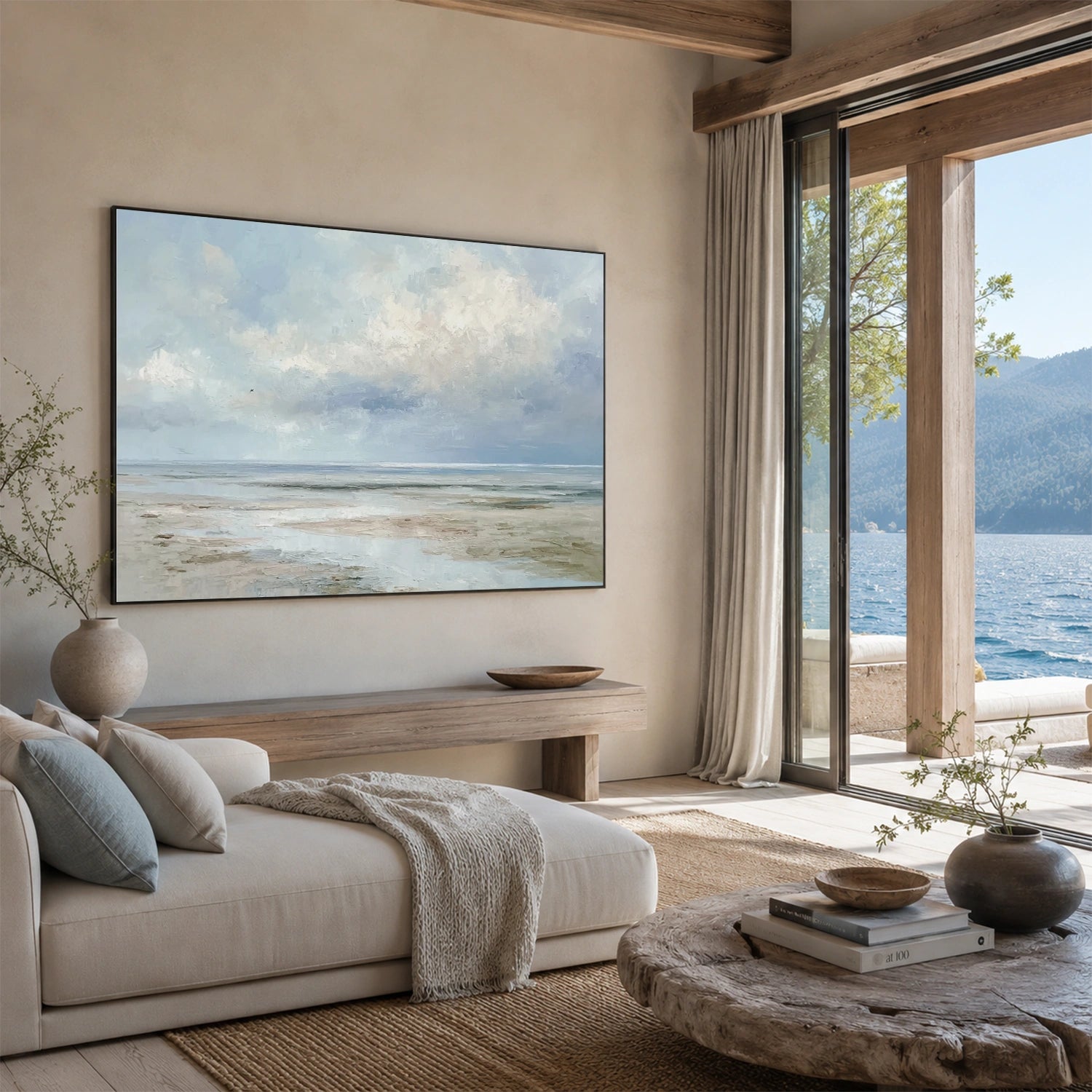Ocean And Sky Abstract Textured Wall Art #OS185