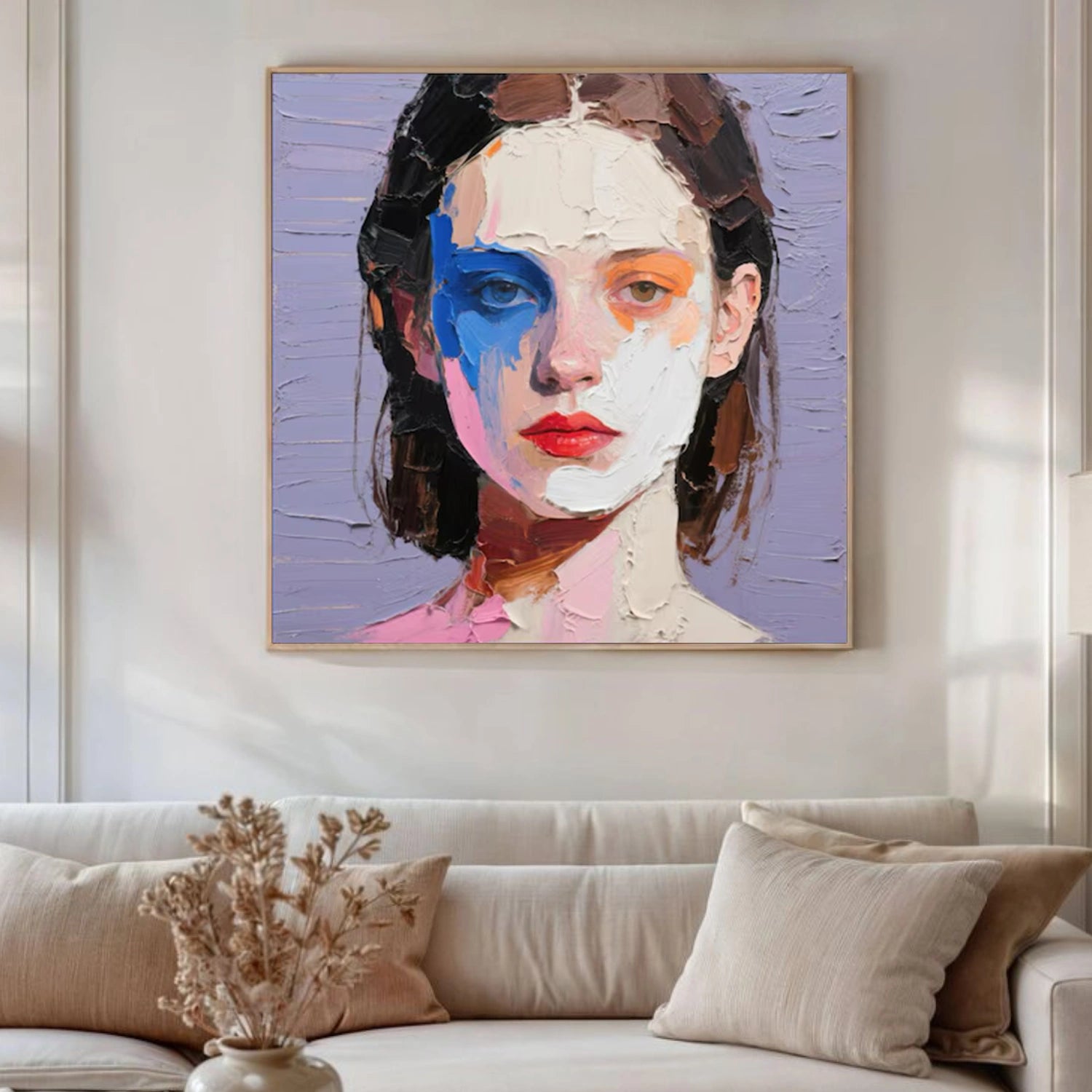 Abstract Portrait Textured Canvas Art #AE089