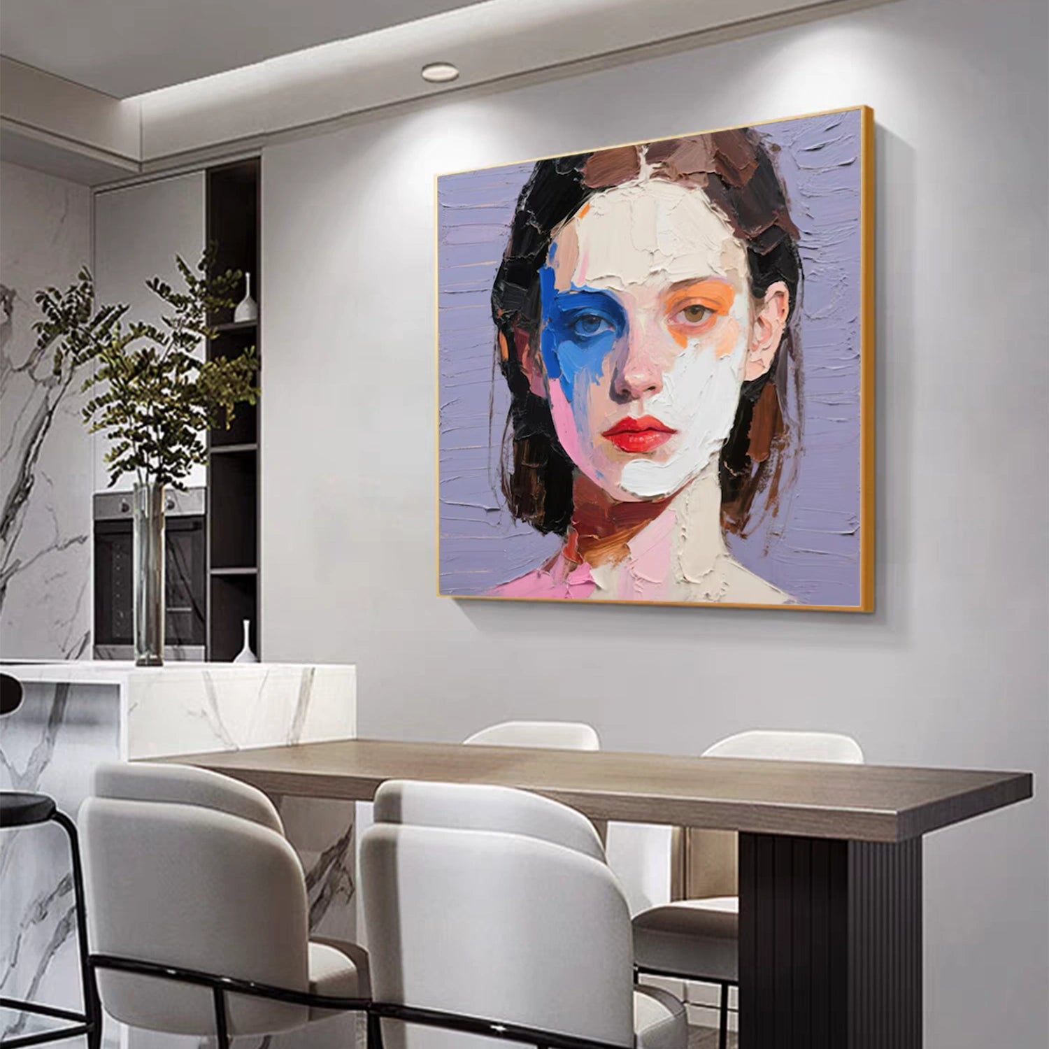 Abstract Portrait Textured Canvas Art #AE089