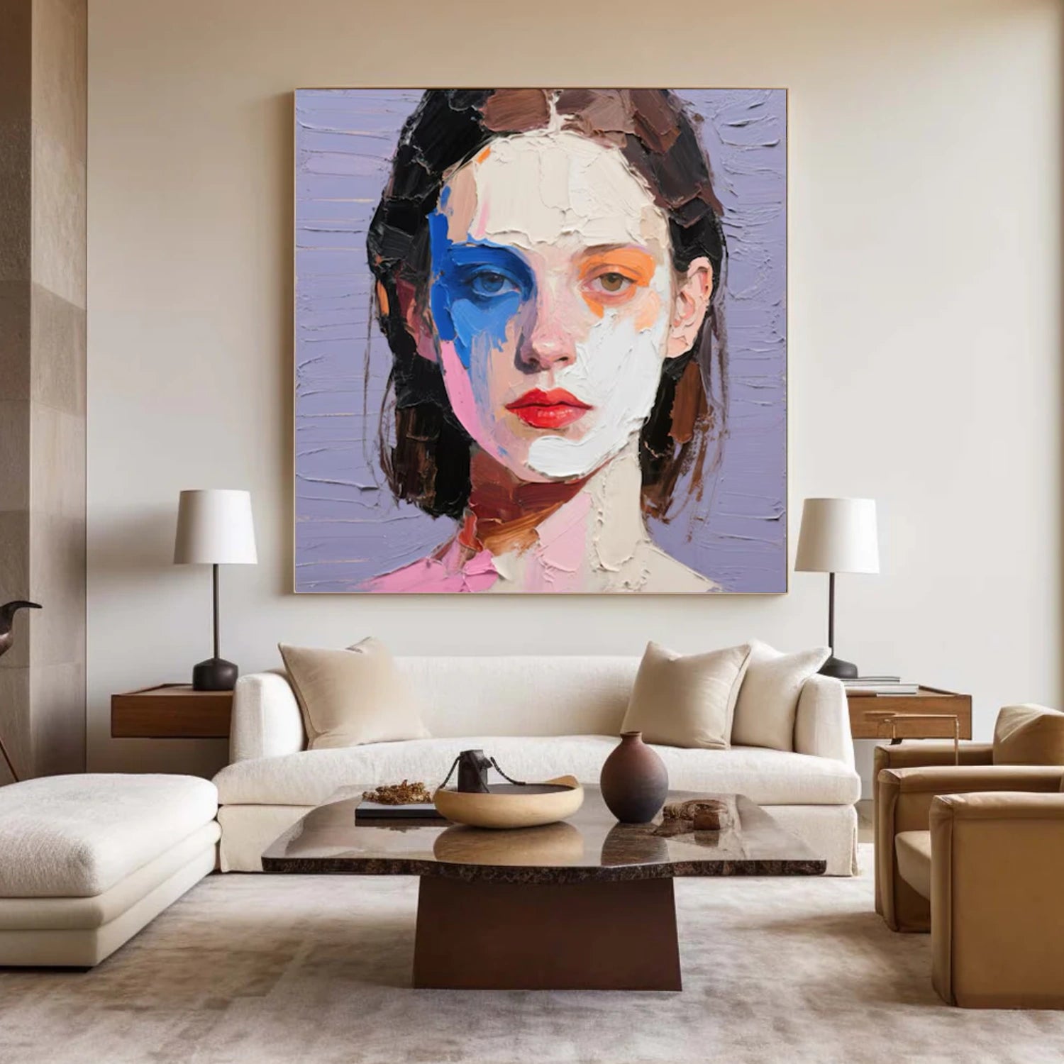 Abstract Portrait Textured Canvas Art #AE089