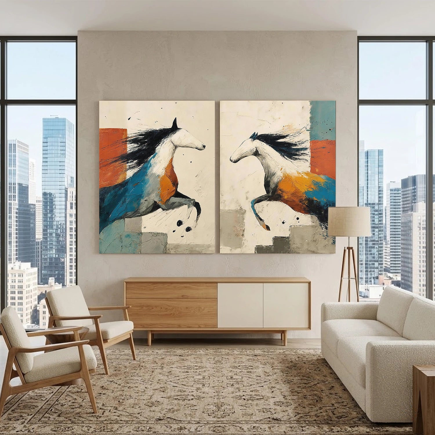 Abstract Animal Horse Wall Art Set of 2 #AC135