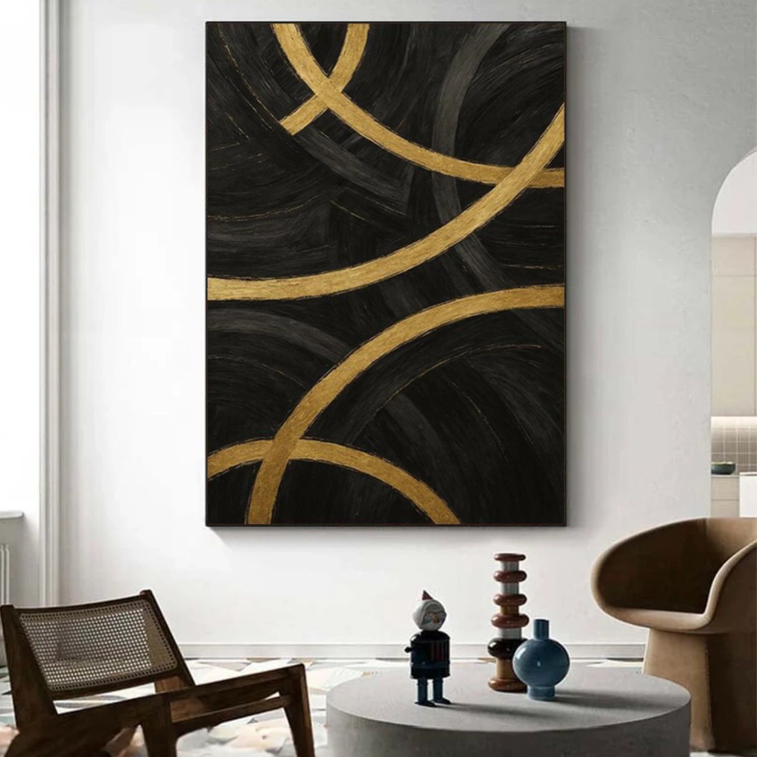 Black and Gold Minimalist Canvas Art #MT174