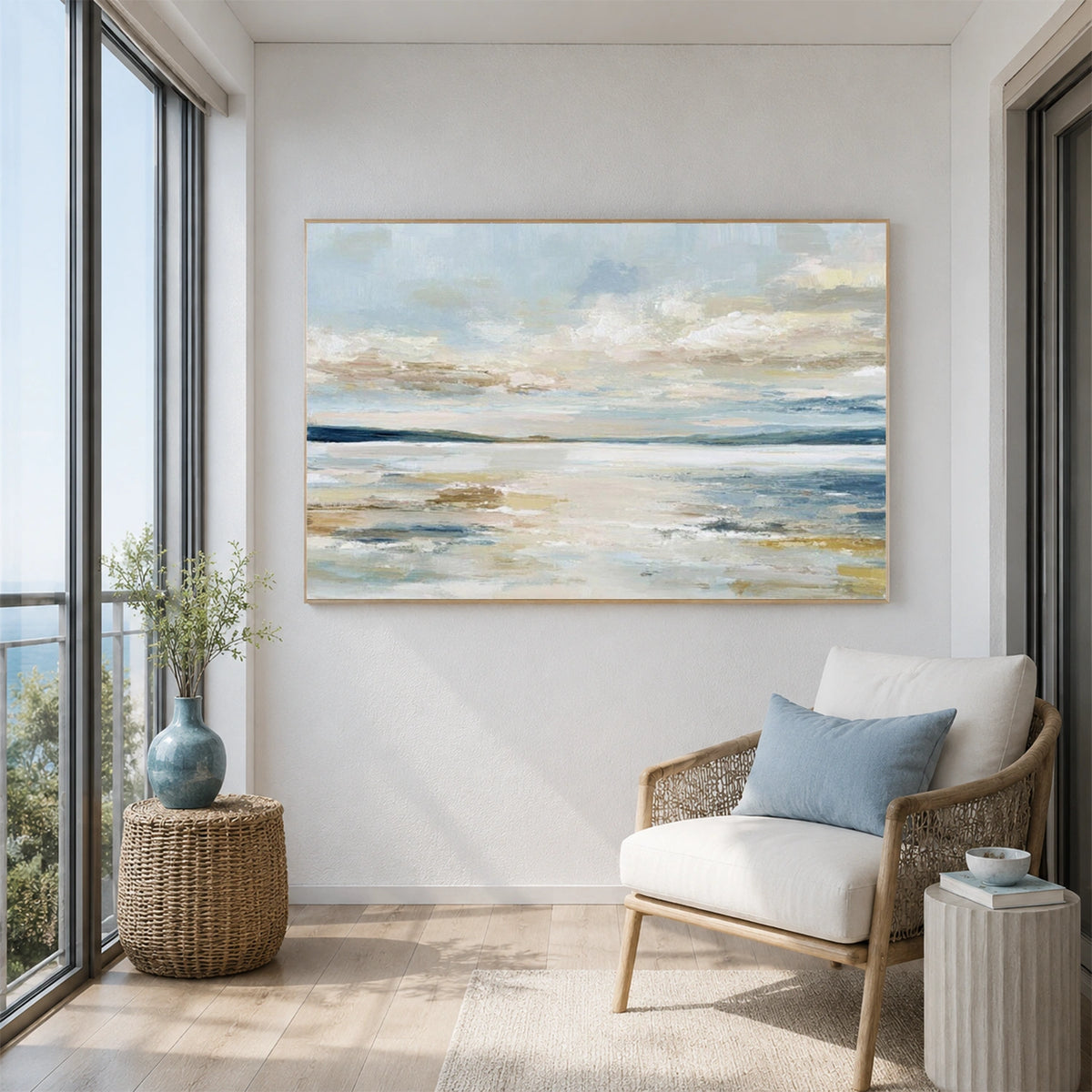 Ocean And Sky Abstract Textured Wall Art #OS244