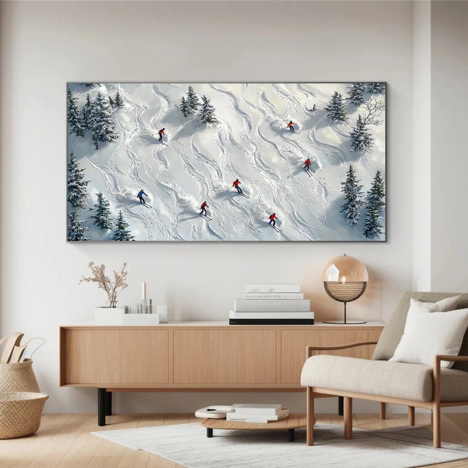 Skiing Sport Textured Wall Art #MS072