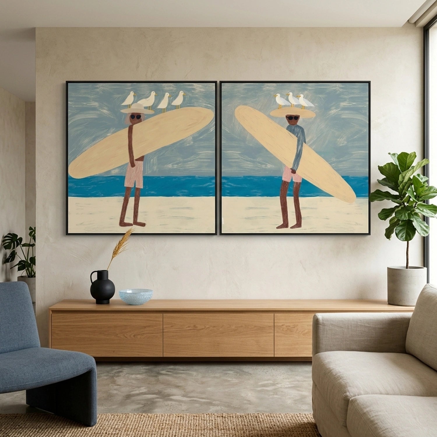 Abstract Portrait Canvas Art Set of 2 #AE141