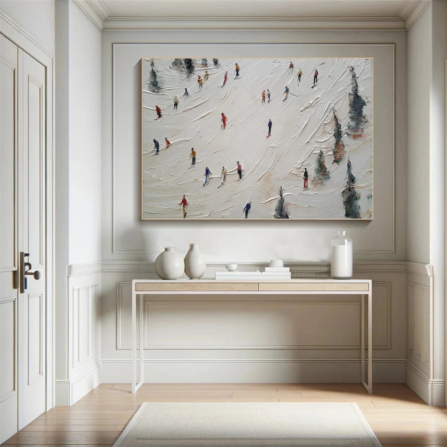 Skiing Sport Textured Wall Art #MS082