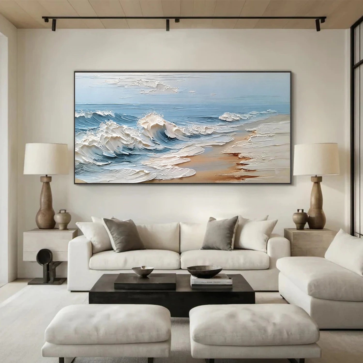 Ocean And Sky Abstract Textured Wall Art #OS156