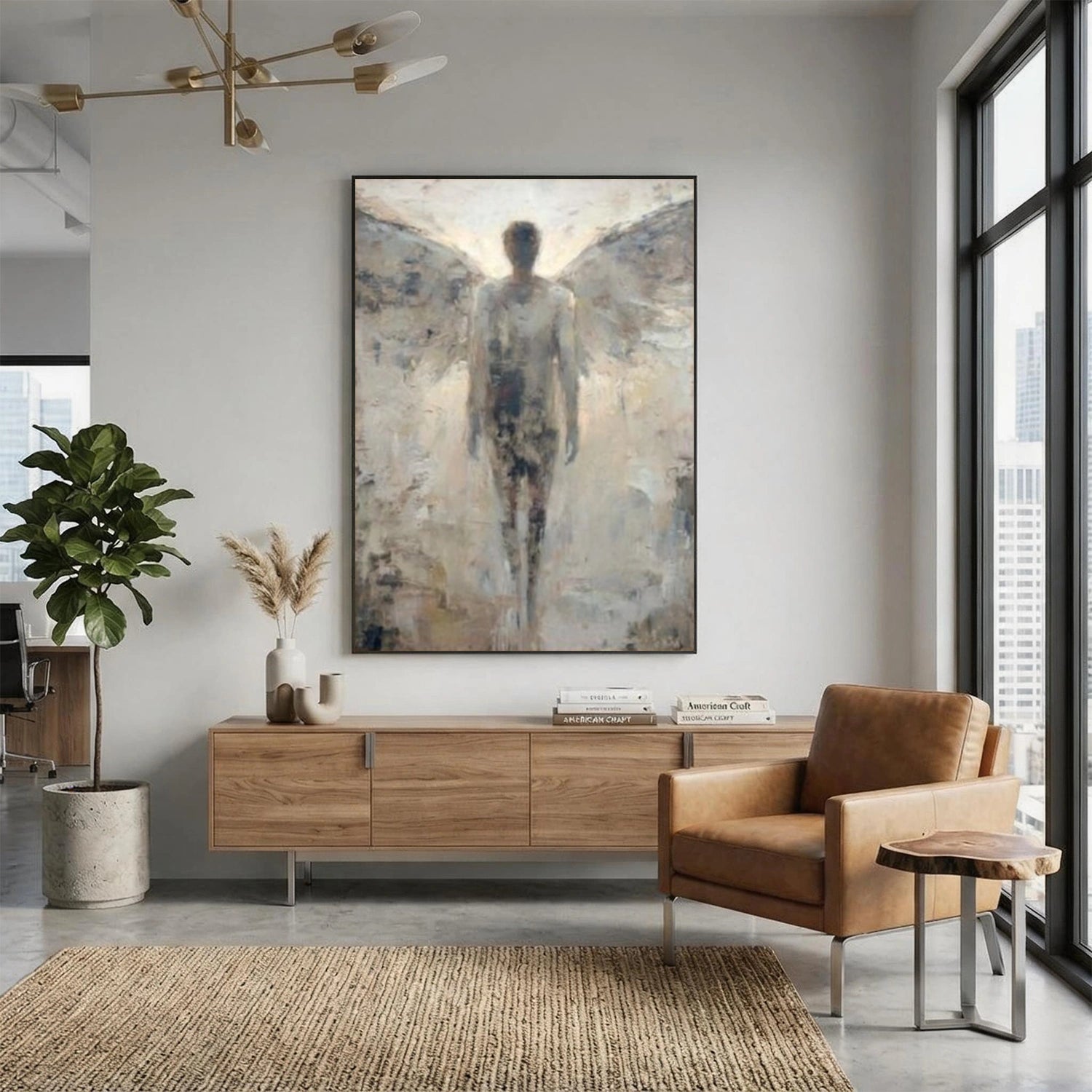 Abstract Angel Portrait Canvas Art #AE133