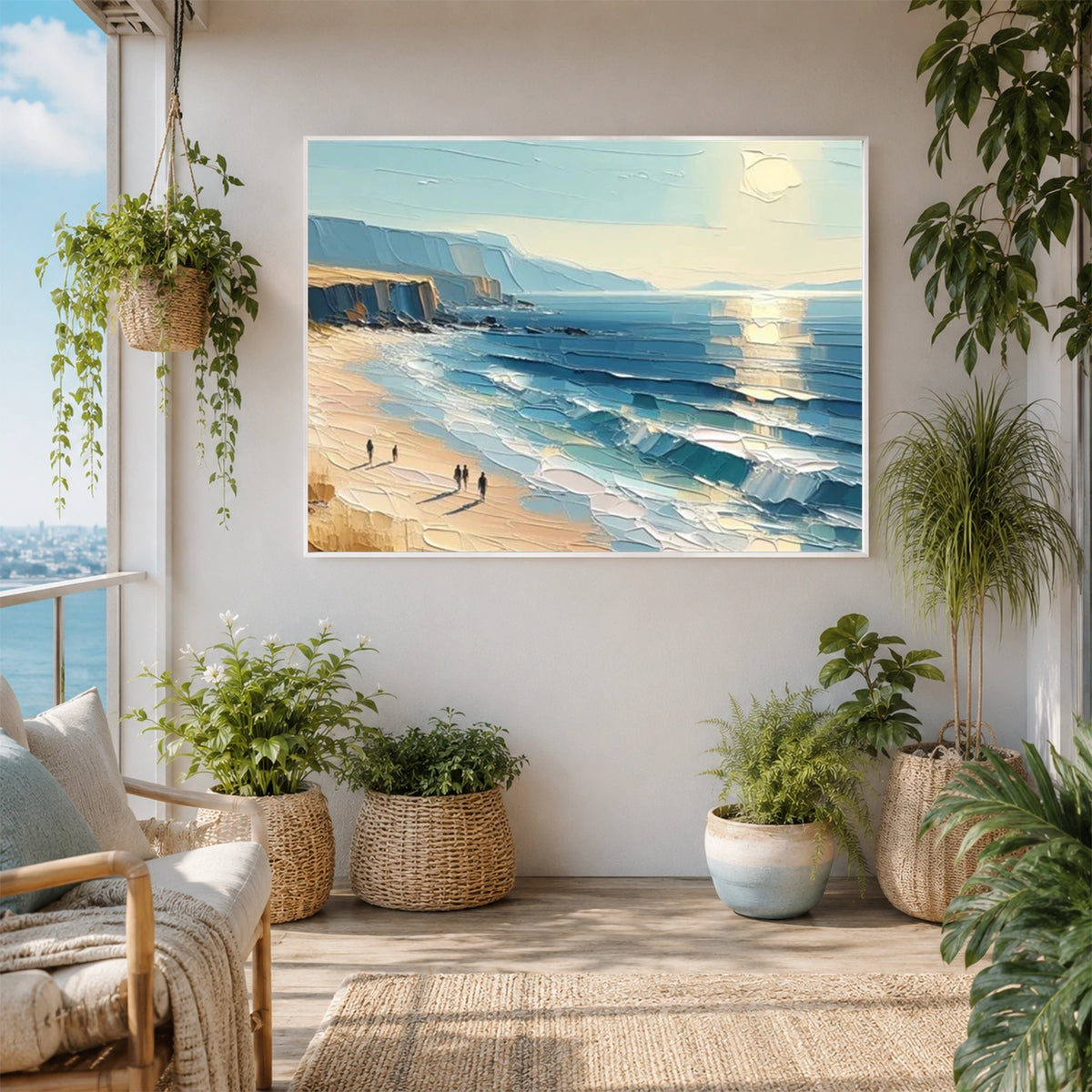 Ocean And Sky Abstract Textured Wall Art #OS227