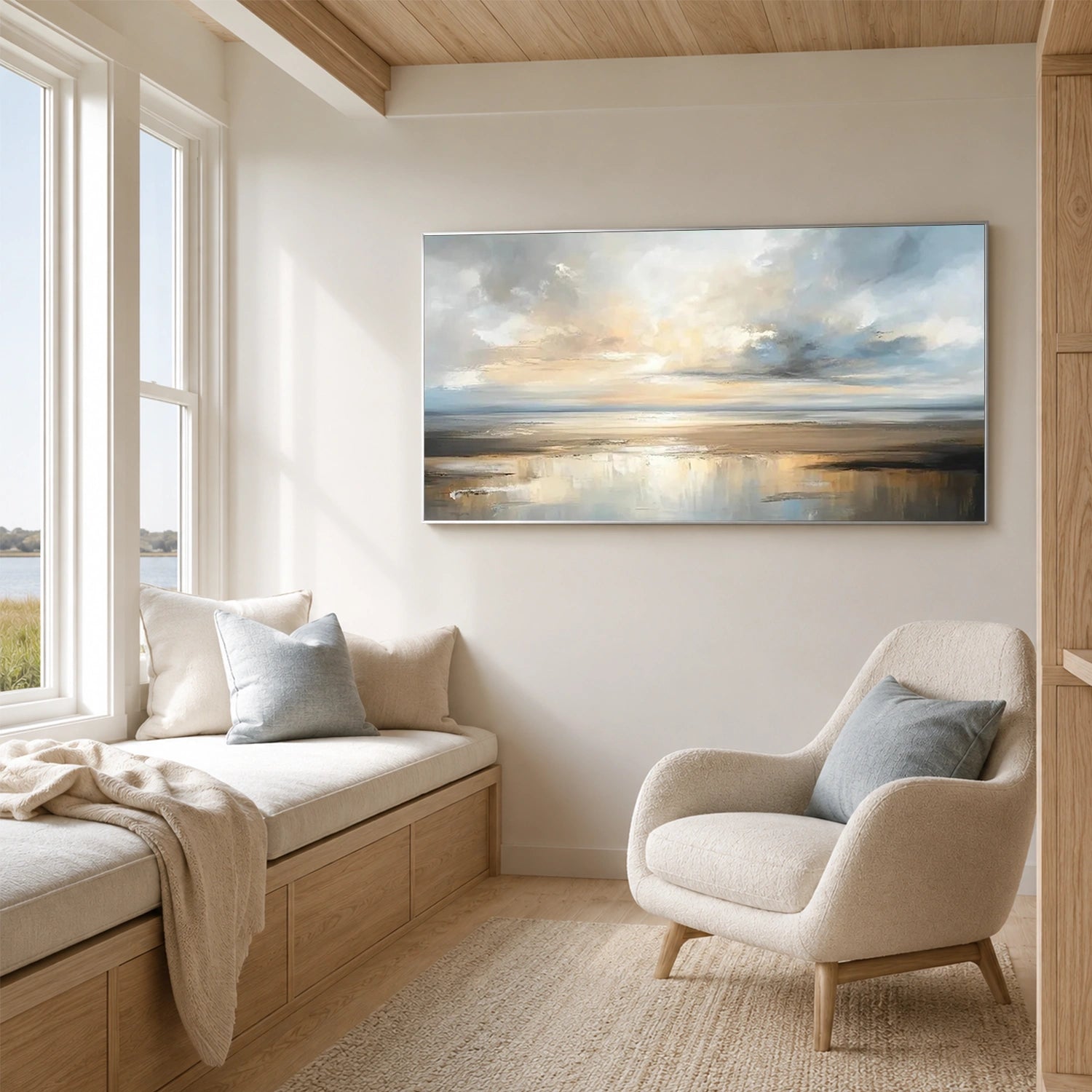 Ocean And Sky Abstract Textured Wall Art #OS199