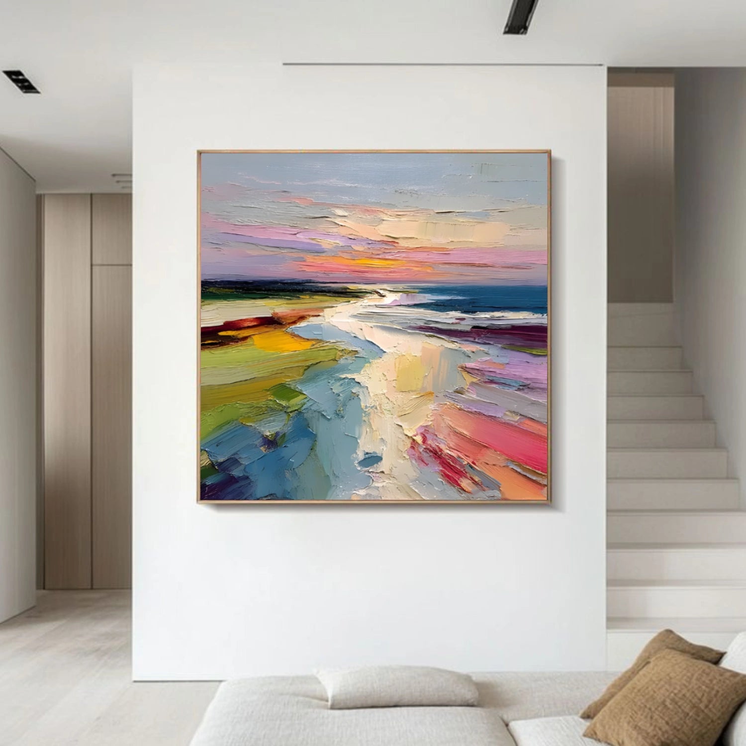 Colorful Ocean And Sky Abstract Textured Wall Art #OS133