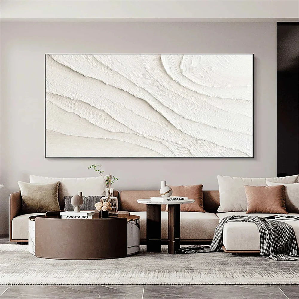 White Minimalist Textured Canvas #MT073