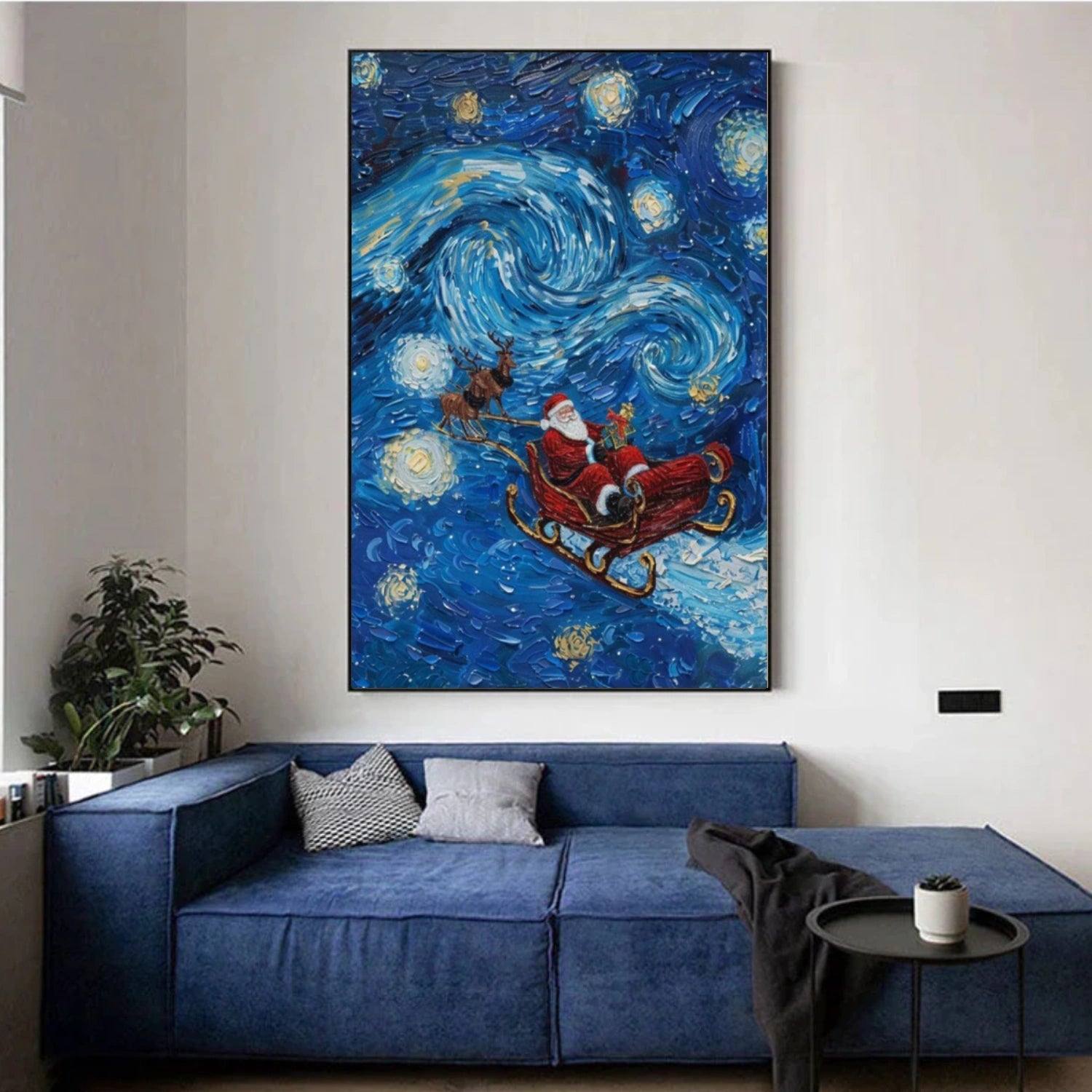 Abstract Santa Claus Textured Canvas Art #AE053