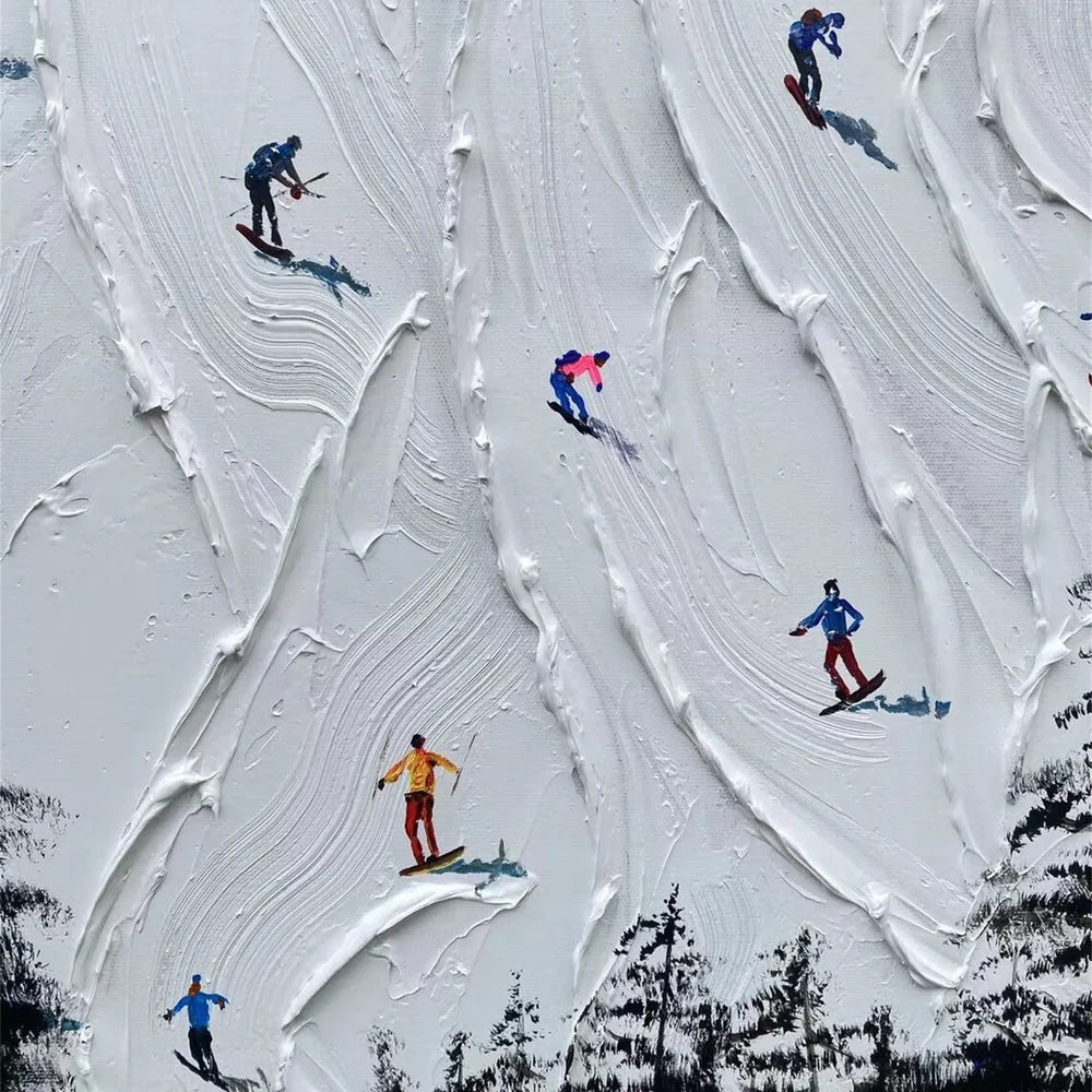 Skiing Sport Textured Wall Art #MS019