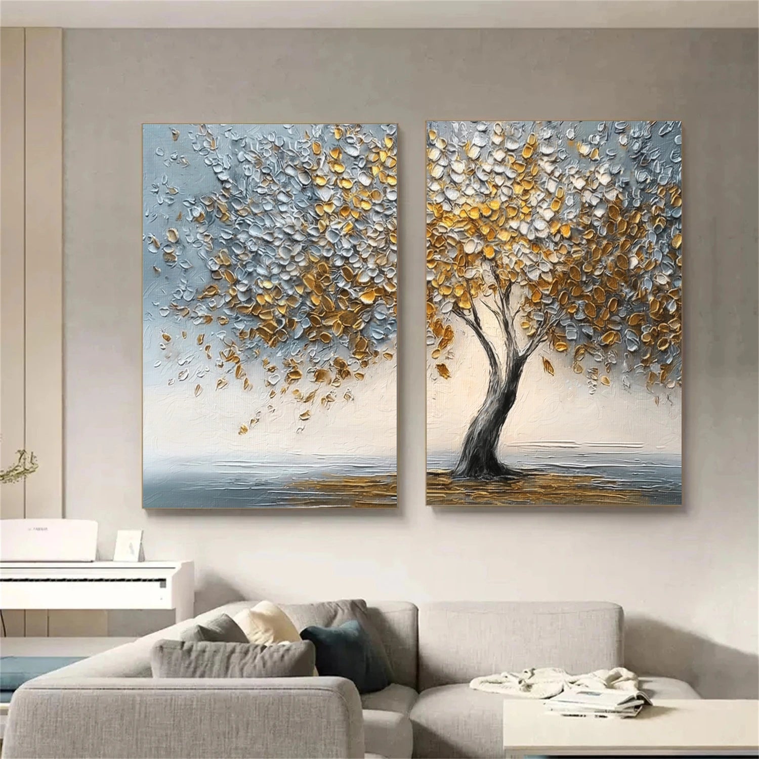 Tree Abstract Textured Wall Art Set of 2 #TP066