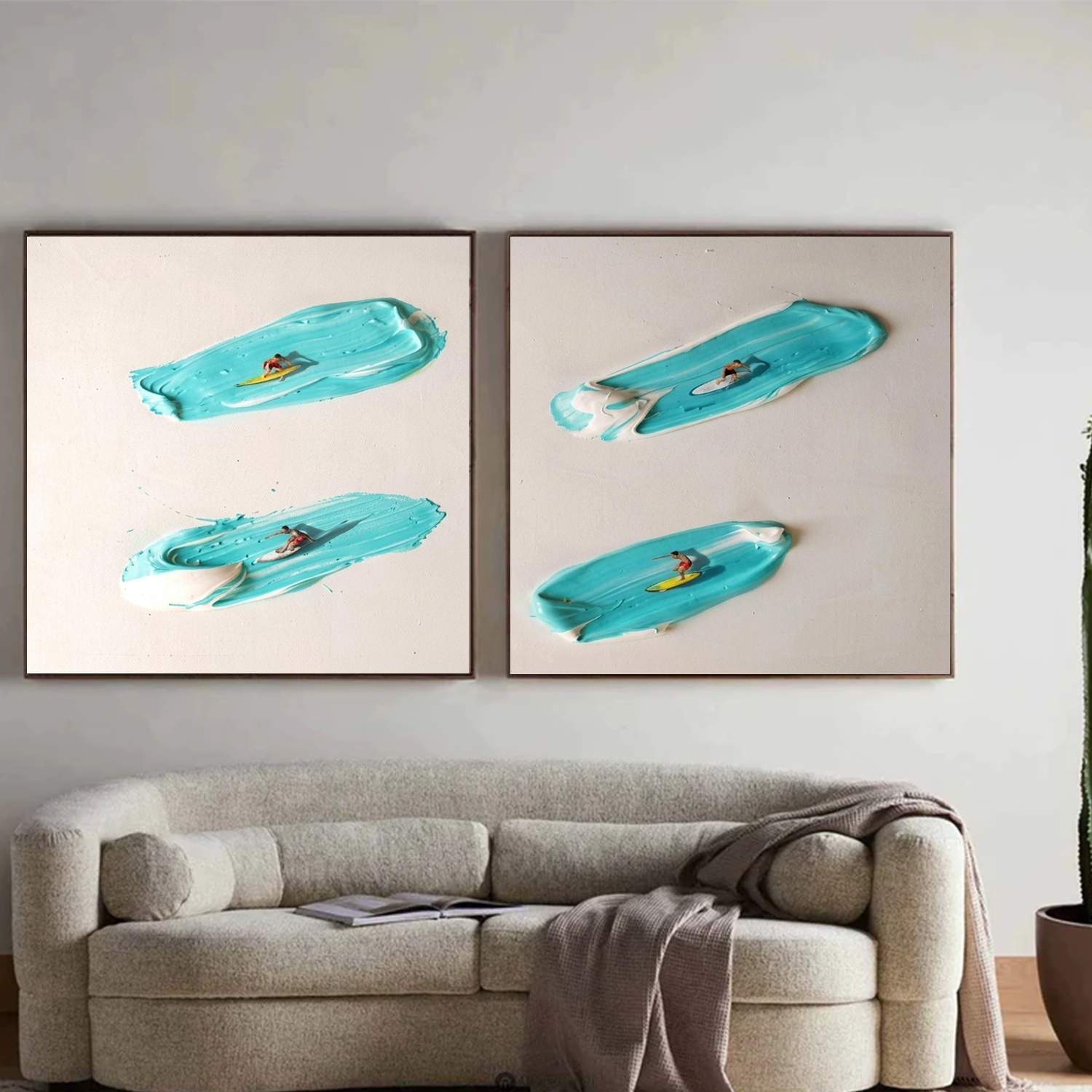 Surfing Sport Textured Wall Art Set of 2 #MS111
