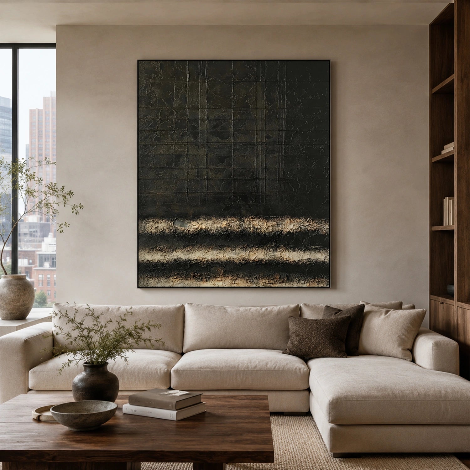 Black Abstract Textured  Wall Art #AT180